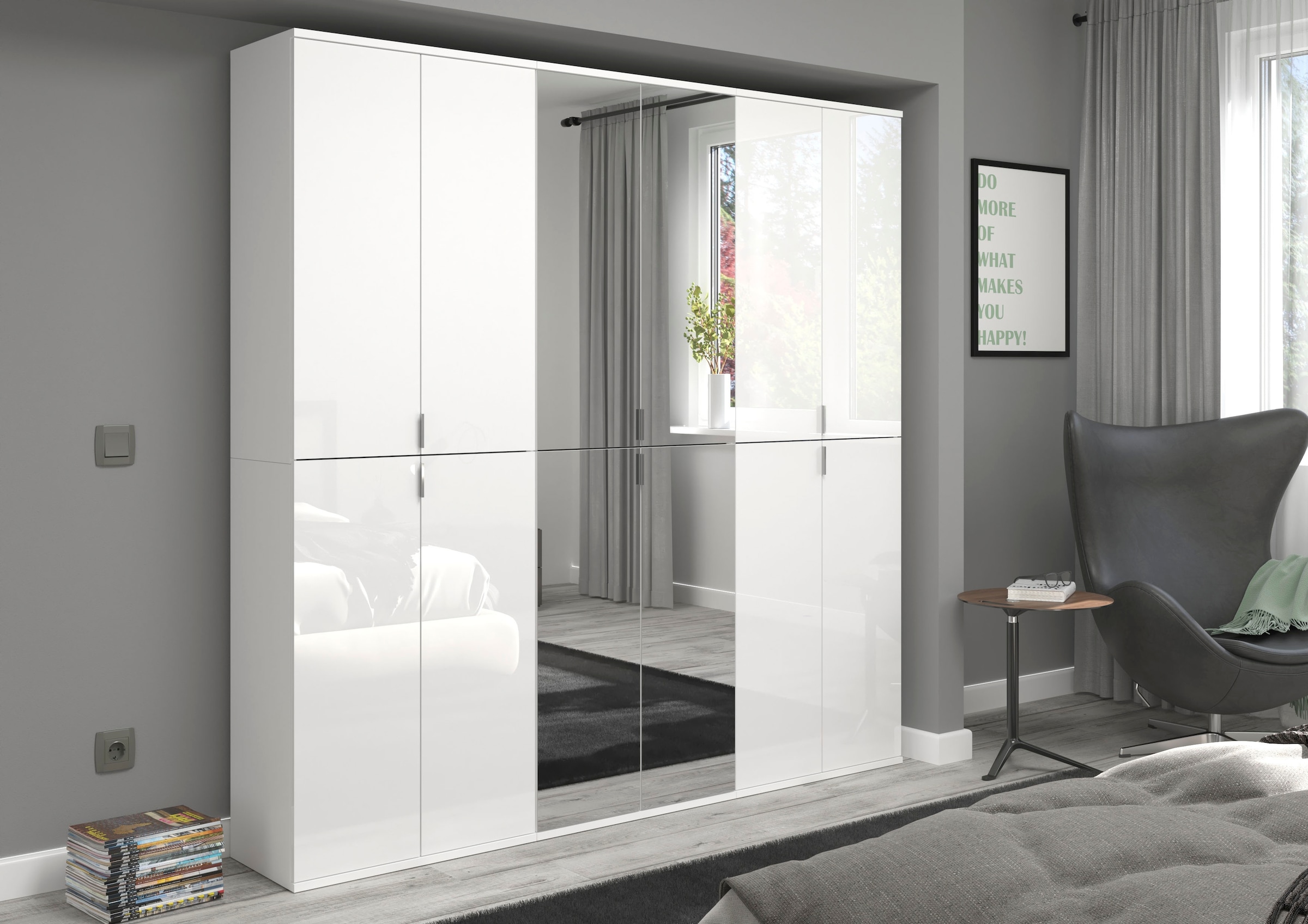 INOSIGN Garderoben-Set »Trondheim, Breite 183 cm, best. aus 3 Schränken, 12 Türen, 27 Fächer«, (Set, 3 St.), inkl. ausziehbarer Kleiderstange, Garderobenschrank, Kleiderschrank
