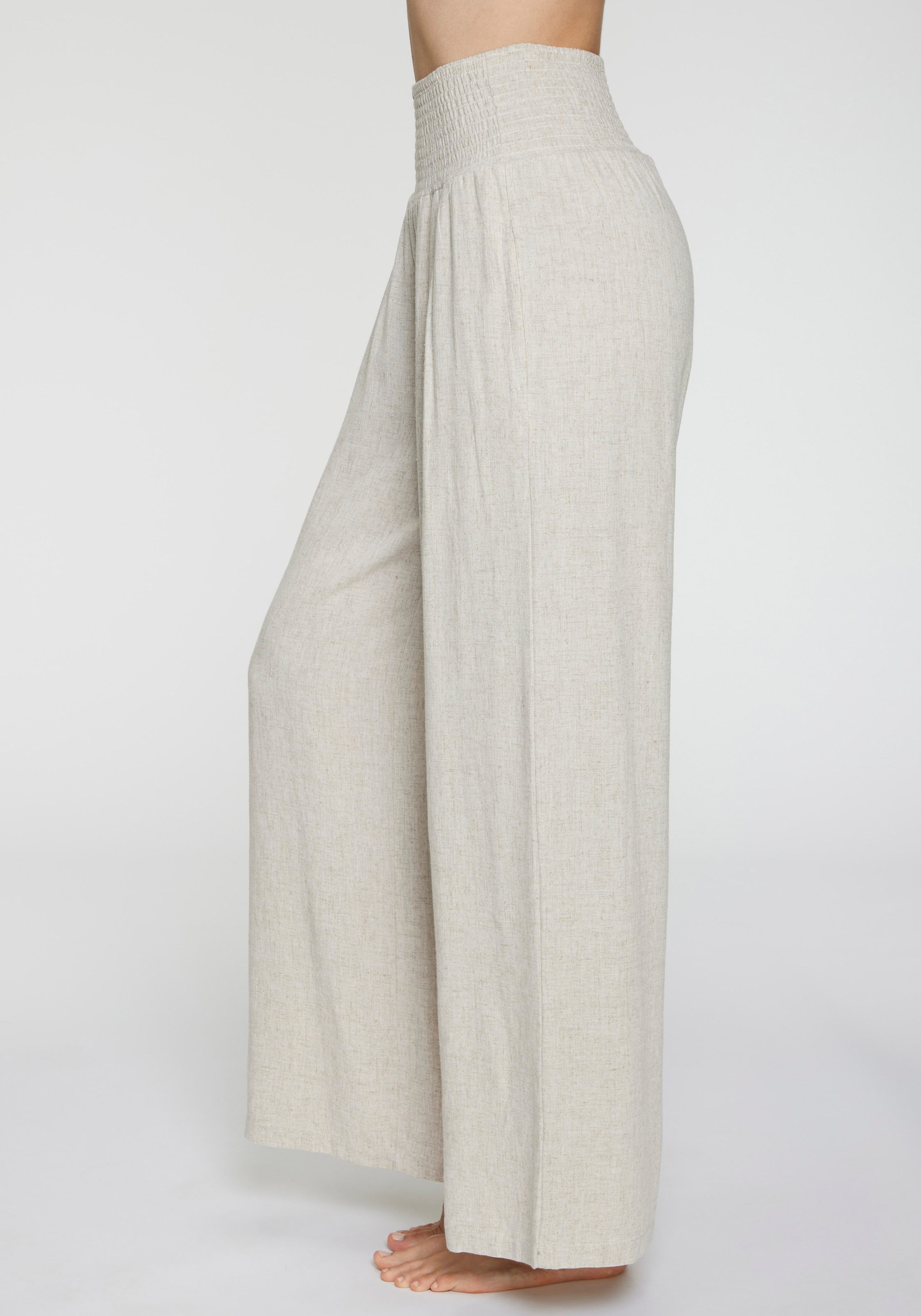 French Connection Leinenhose  mit gerafftem Bund, weite Palazzohose für den Sommer