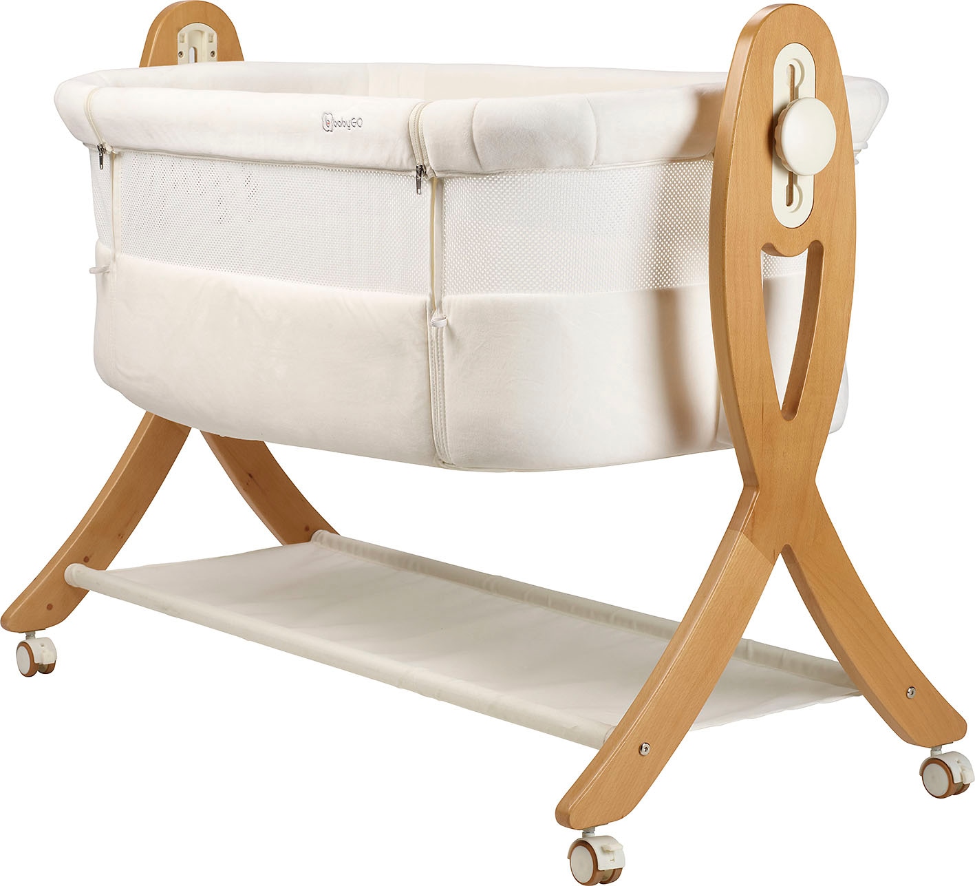 BabyGo Beistellbett »SidebySide, weiß/beige«, mit Schaukelfunktion