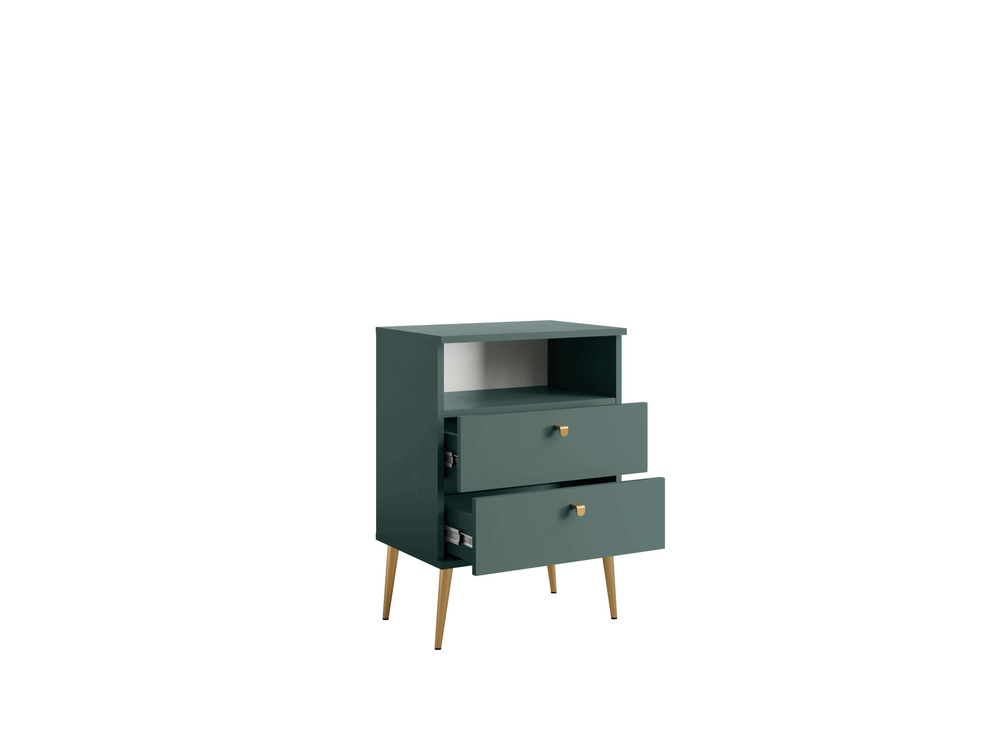 Home affaire Nachttisch »Elyria, Metallgriffe, FSC-zertifizierter Holzwerkstoff«, (Nachtkommode B/T/H 50/34/69cm), mit 2 Schubladen, 1 offenes Fach, viele Farben mit goldfb. Details