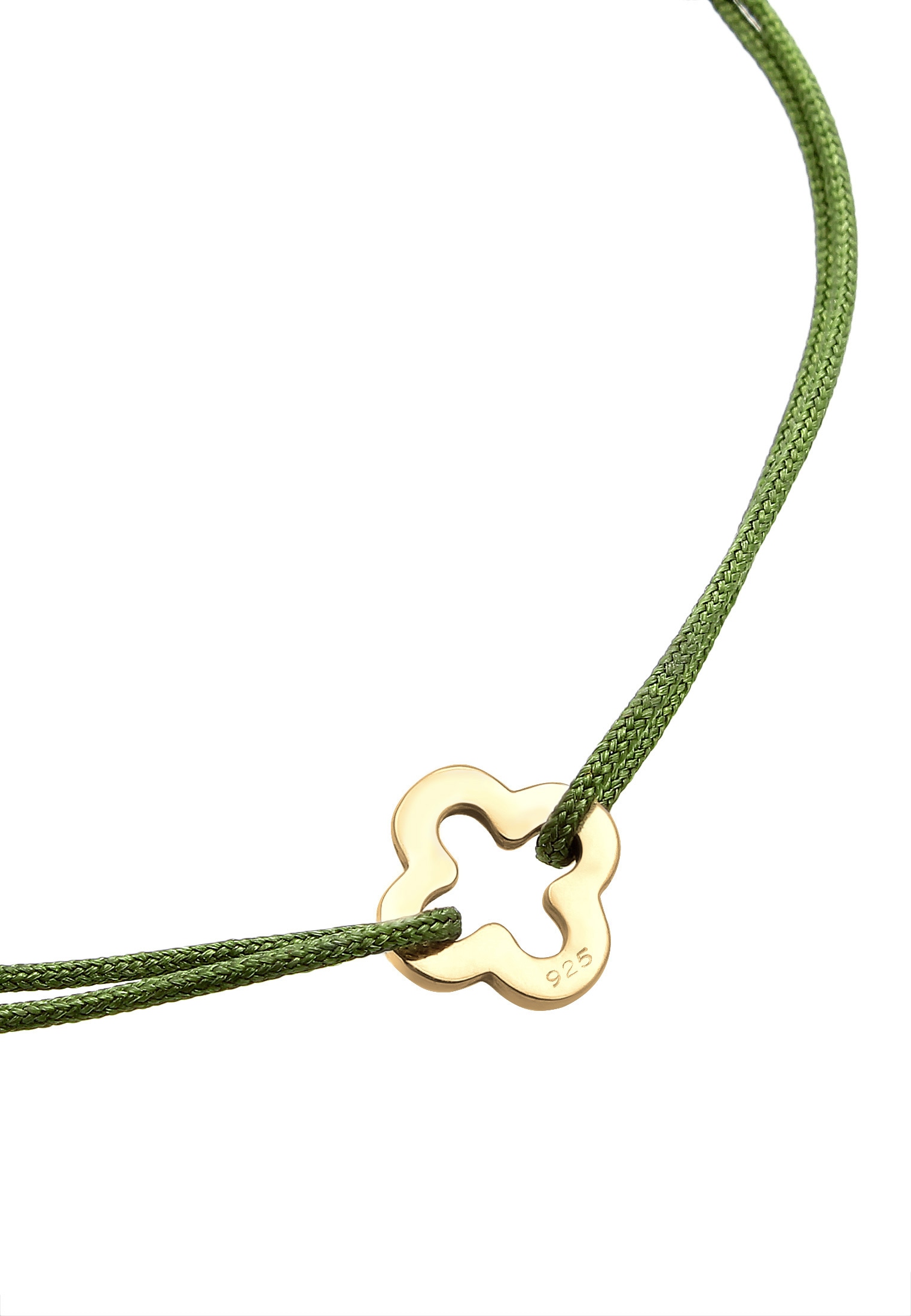 Elli Armband »Kleeblatt Nylon Bändchen 925er Silber vergoldet«