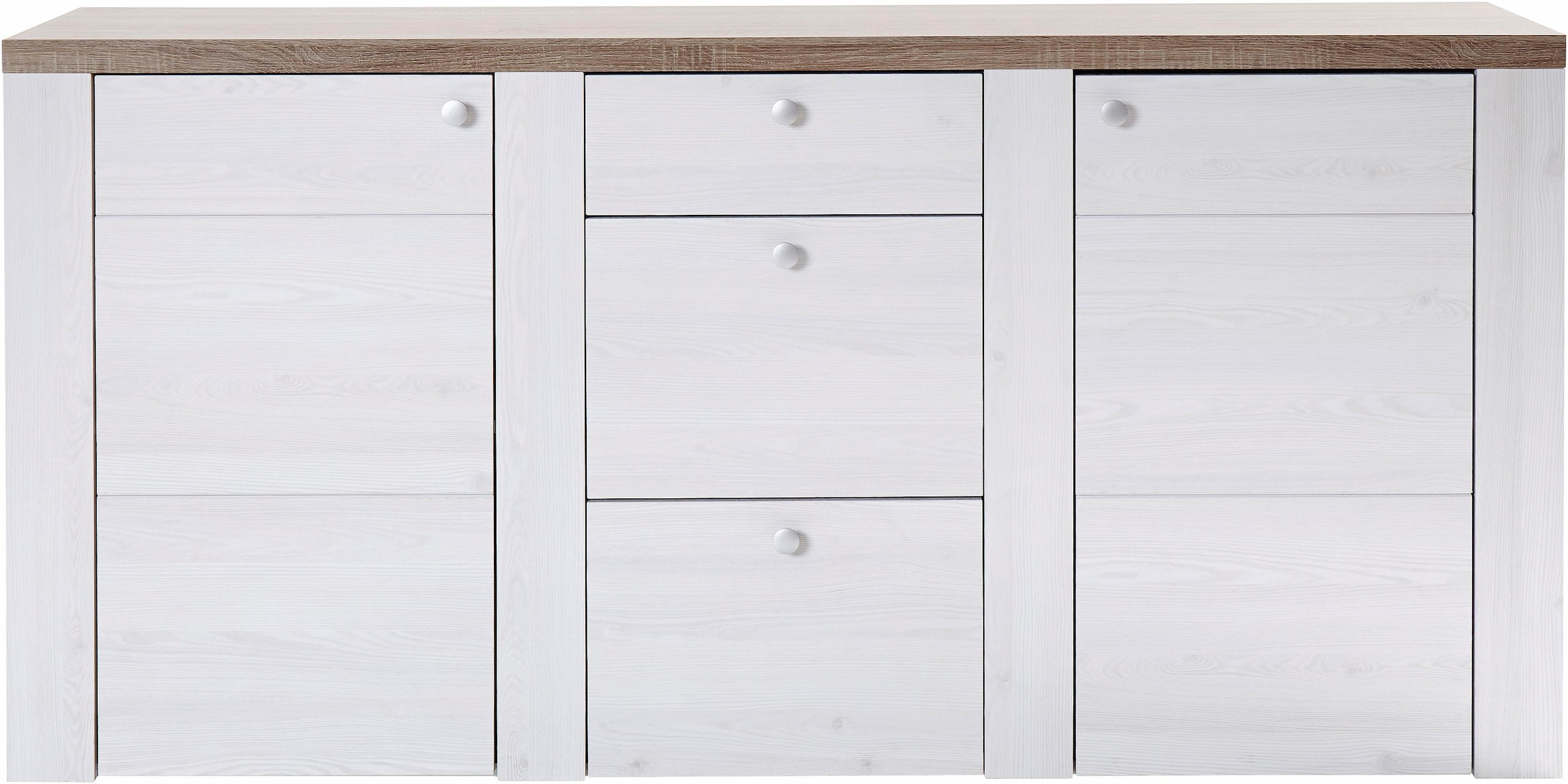 Home affaire Sideboard »Larona, zeitlose Kommode mit 2 Türen, 3 Schubkästen, Türkommode,«, Höhe 84 cm, viel Stauraum, Anrichte mit dekorativer Rahmenoptik