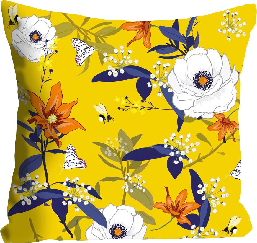 queence Dekokissen "Boris" mit gelben Blümchen günstig online kaufen