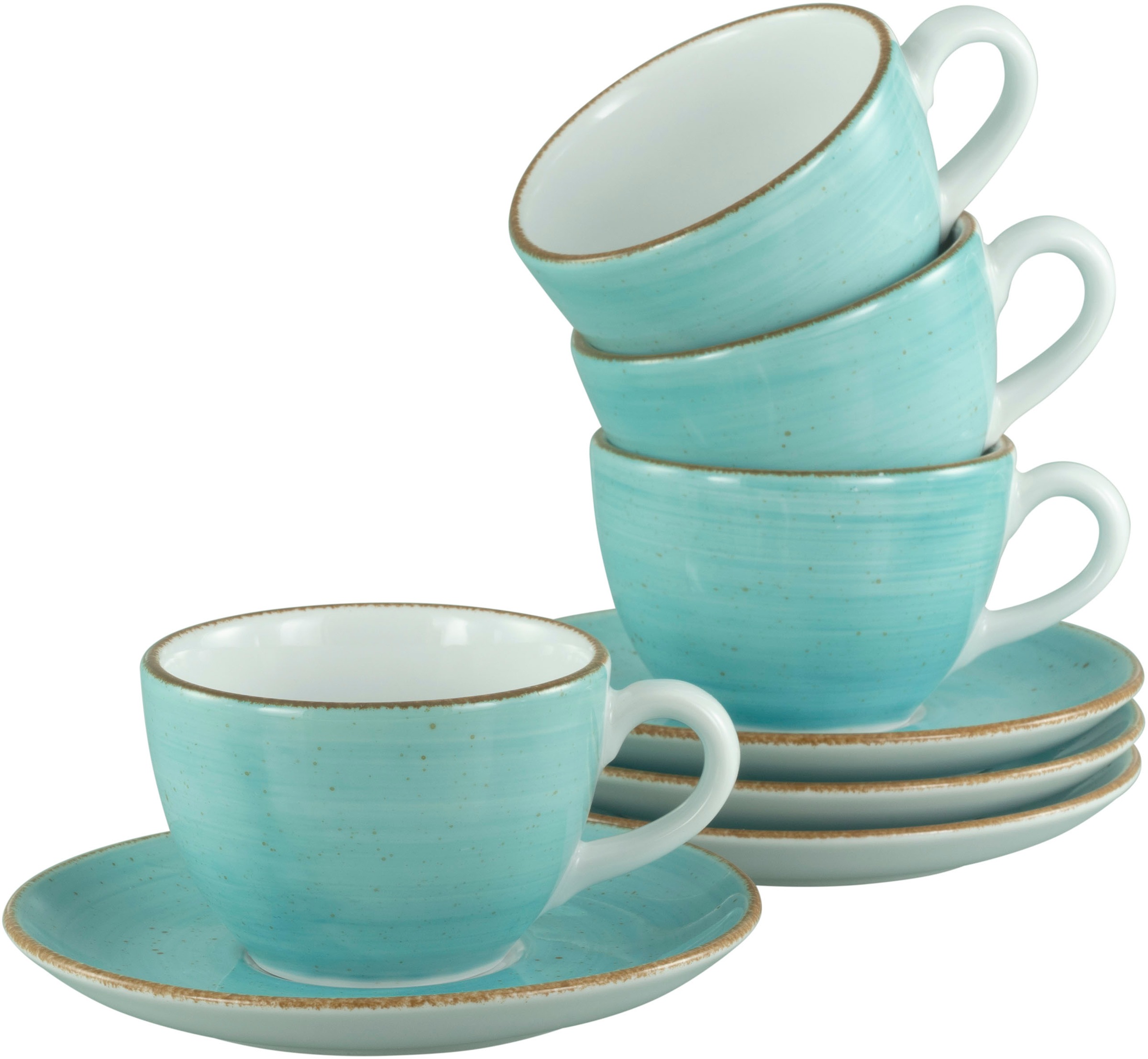CreaTable Tasse »Vintage Nature Aqua, Kaffeetassen-Set, 8-tlg.« Handgemalt, günstig online kaufen