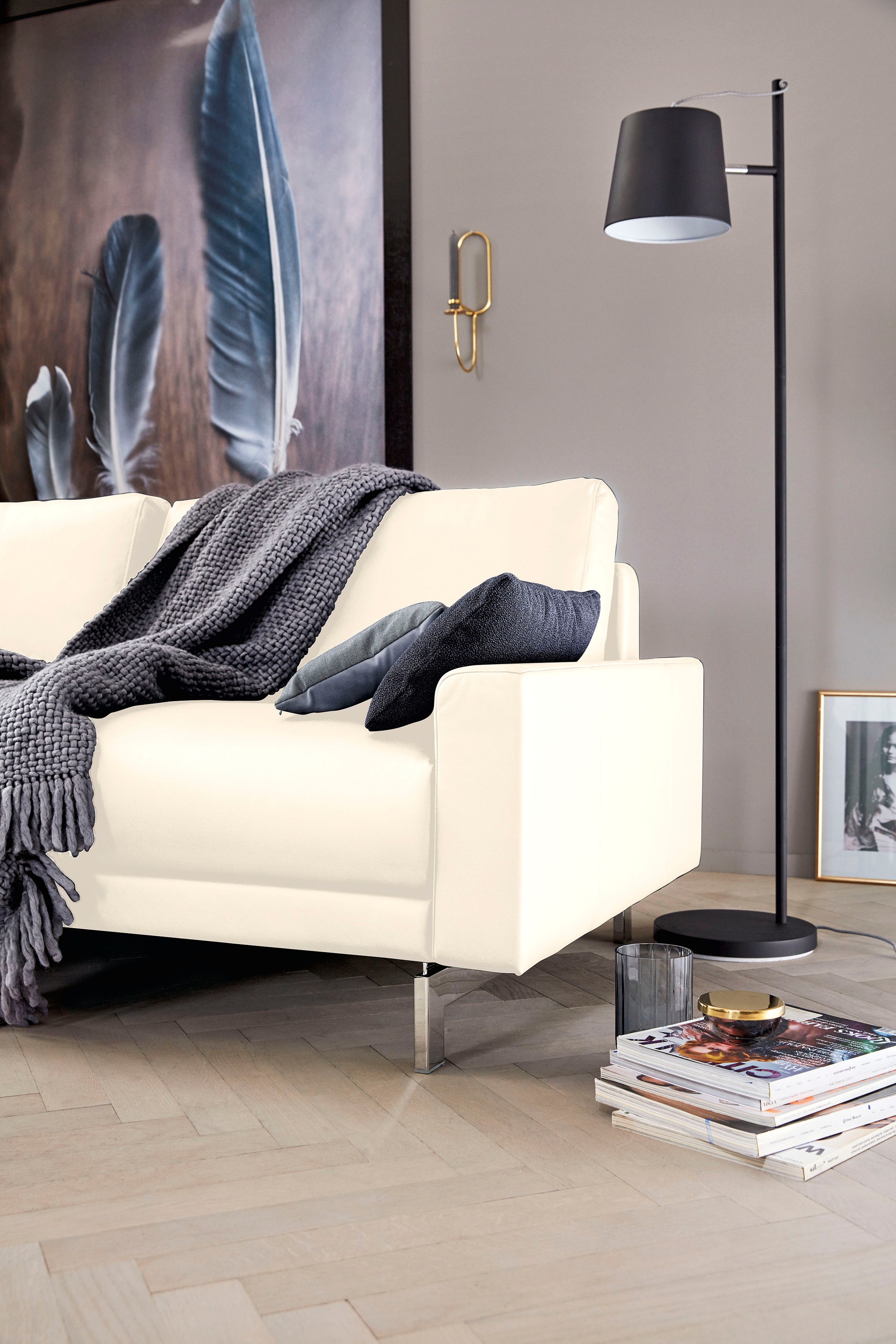 Creation BY ROLF BENZ 2-Sitzer »CR.450, Designsofa, Loungesofa«, Armlehne niedrig, Fuß chromfarben glänzend, Breite 164 cm