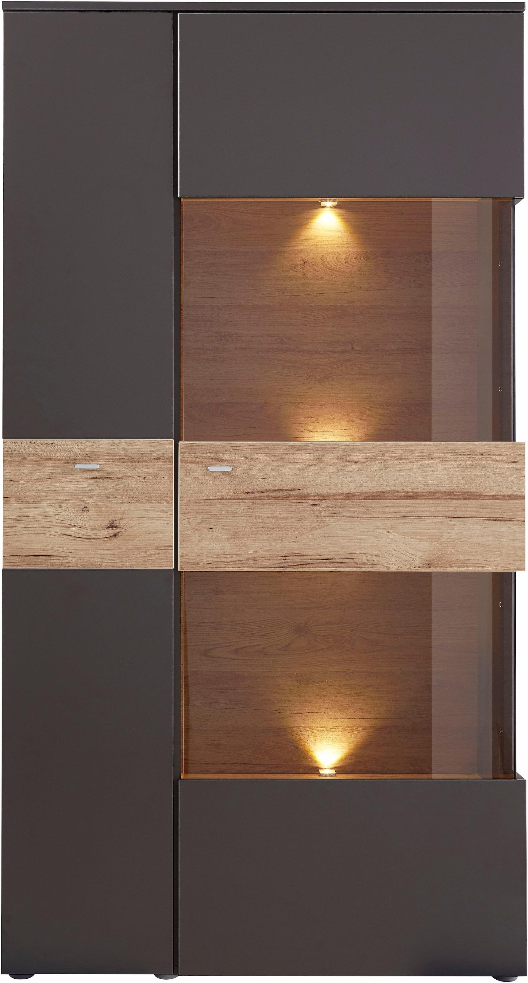 FORTE Vitrine »Como«, Highboard, LED Beleuchtung Einlegeböden, Glastüre, Soft Close