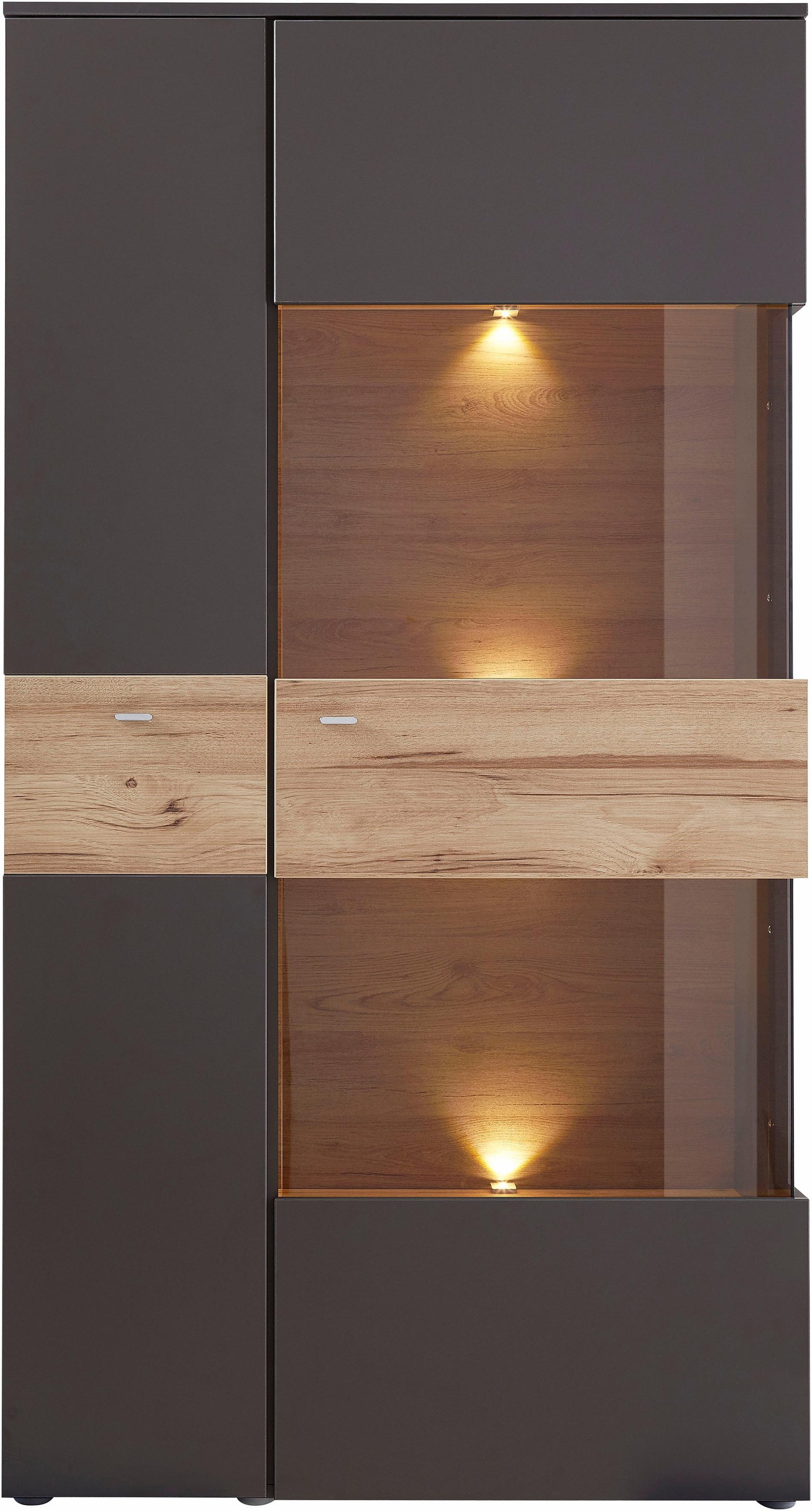 FORTE Vitrine »Como« Highboard, LED Beleuchtung Einlegeböden, Glastüre, Sof günstig online kaufen