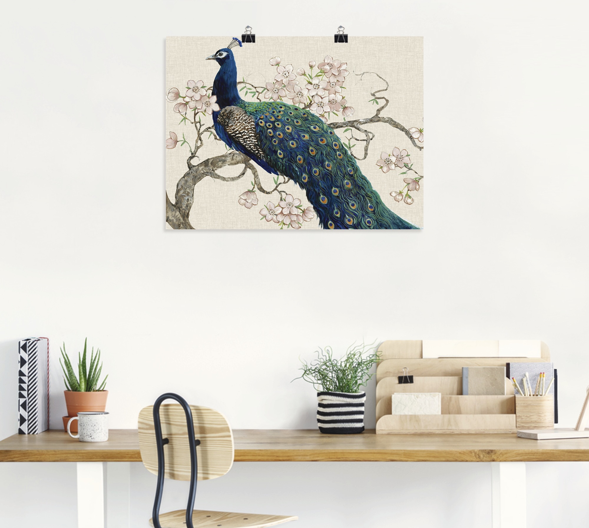 Artland Wandbild »Pfau & Blüten II« Vögel 1 Stk. tlg. als Alubild, Outdoorb günstig online kaufen