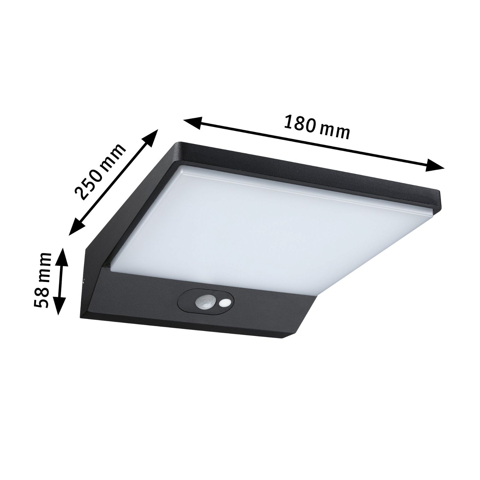 Paulmann LED Außen-Wandleuchte »Ronea IP44 180x250mm 3000K 10,5W 680lm 230V Dunkelgrau Aluminium«, 1 flammig, Bewegungsmelder