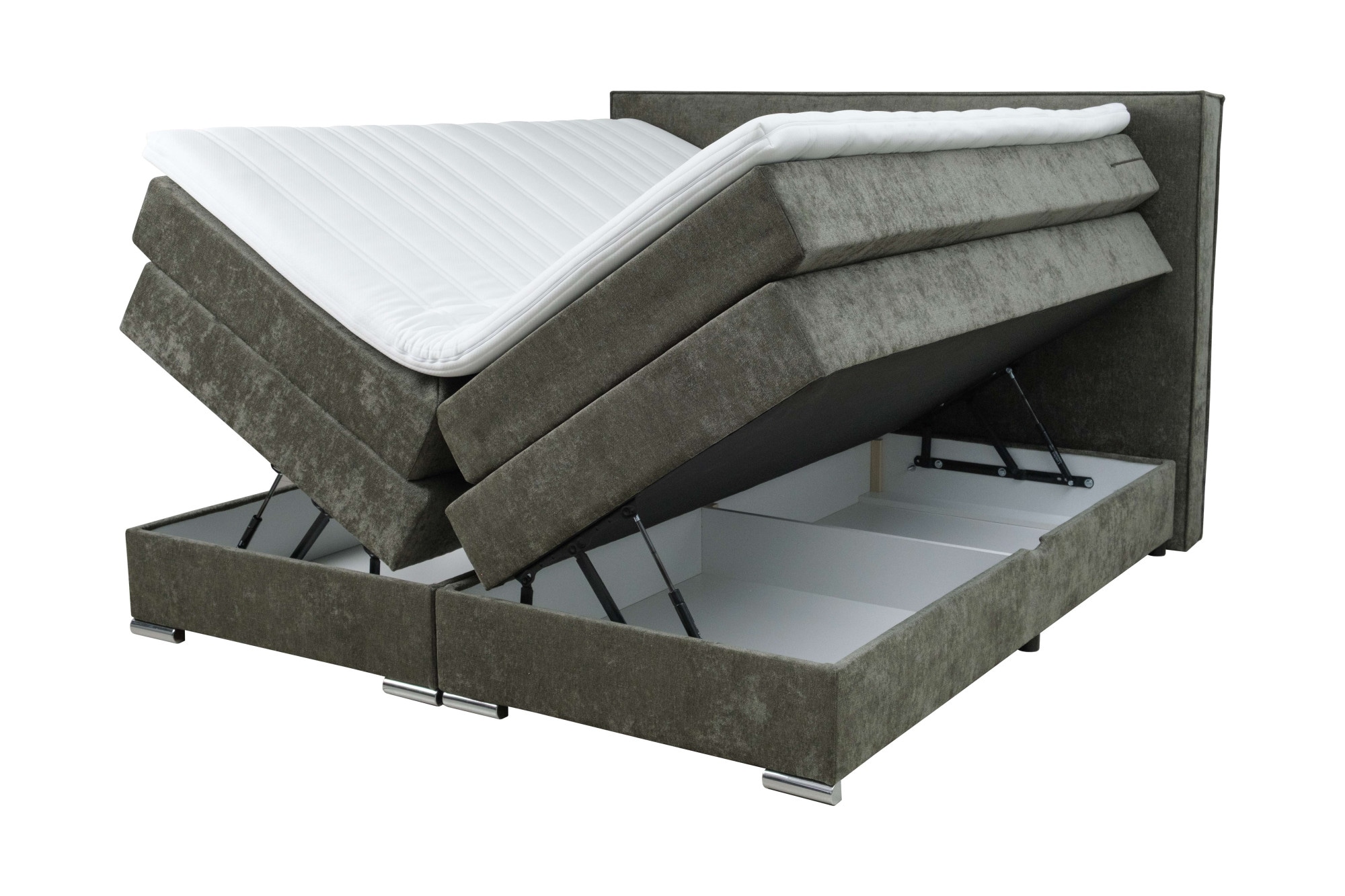 Home affaire Boxspringbett »Romeo, Doppel- & Polsterbett, Federkernbett, Komfortbett, 160, 180 cm« inkl. 6 cm Topper, zwei Bettkästen, Taschen-Federkernmatratze in H4