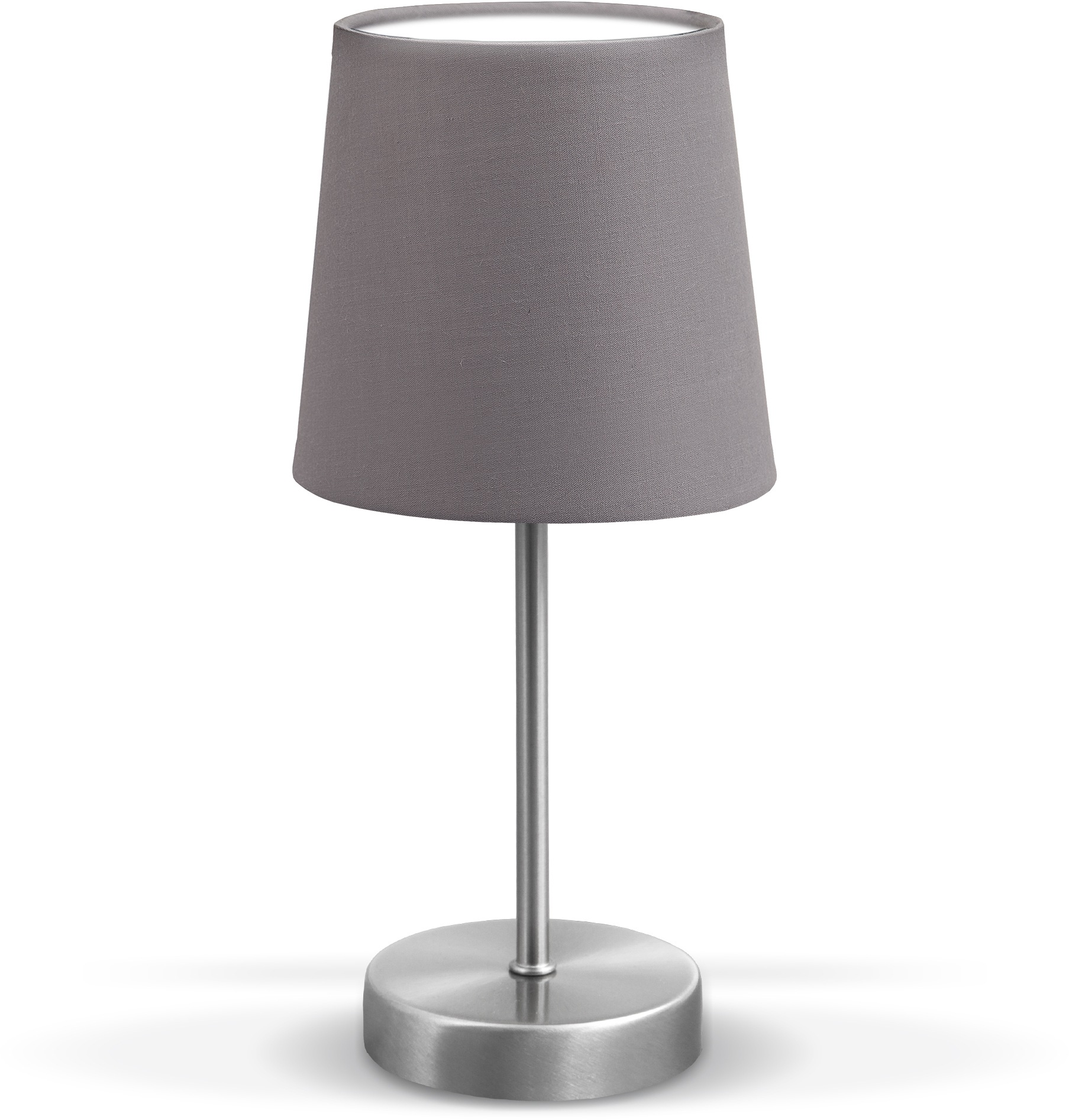 B.K.Licht Tischleuchte, 1 flammig, Leuchtmittel E14 | ohne Leuchtmittel, Tischlampe, Stoff, Nachttisch-Leuchte, Wohnzimmerlampe, E14, grau