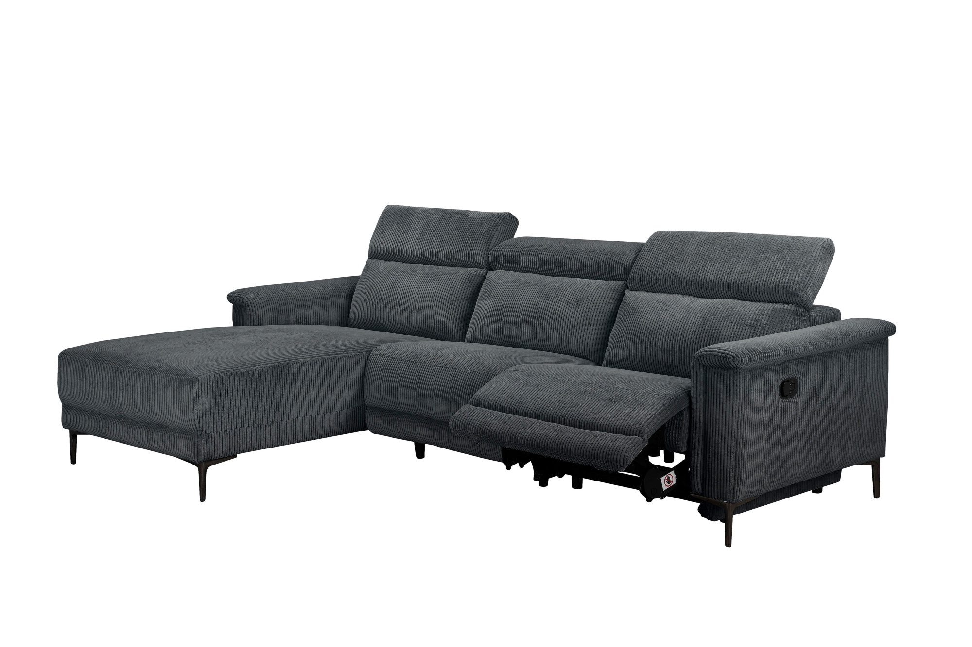 Places of Style Ecksofa »Lund in Cord, L-Form, 261 cm, manuelle und elektr. Relaxfunktion,«, USB-A und Kopfteilverstellung