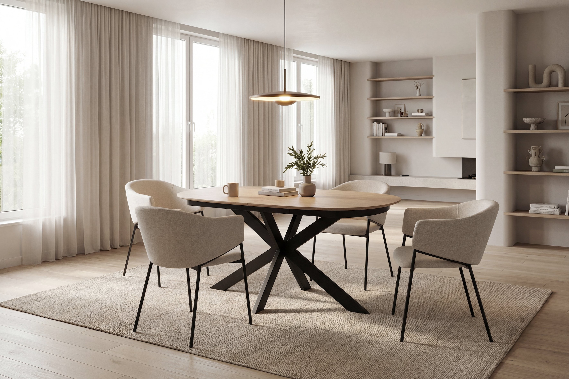byLIVING Esszimmerstuhl »YORK« (Set) 2 Stk.Strukturstoff in beige, bis 110 kg, Schaumstoff, 4-Fußgestell