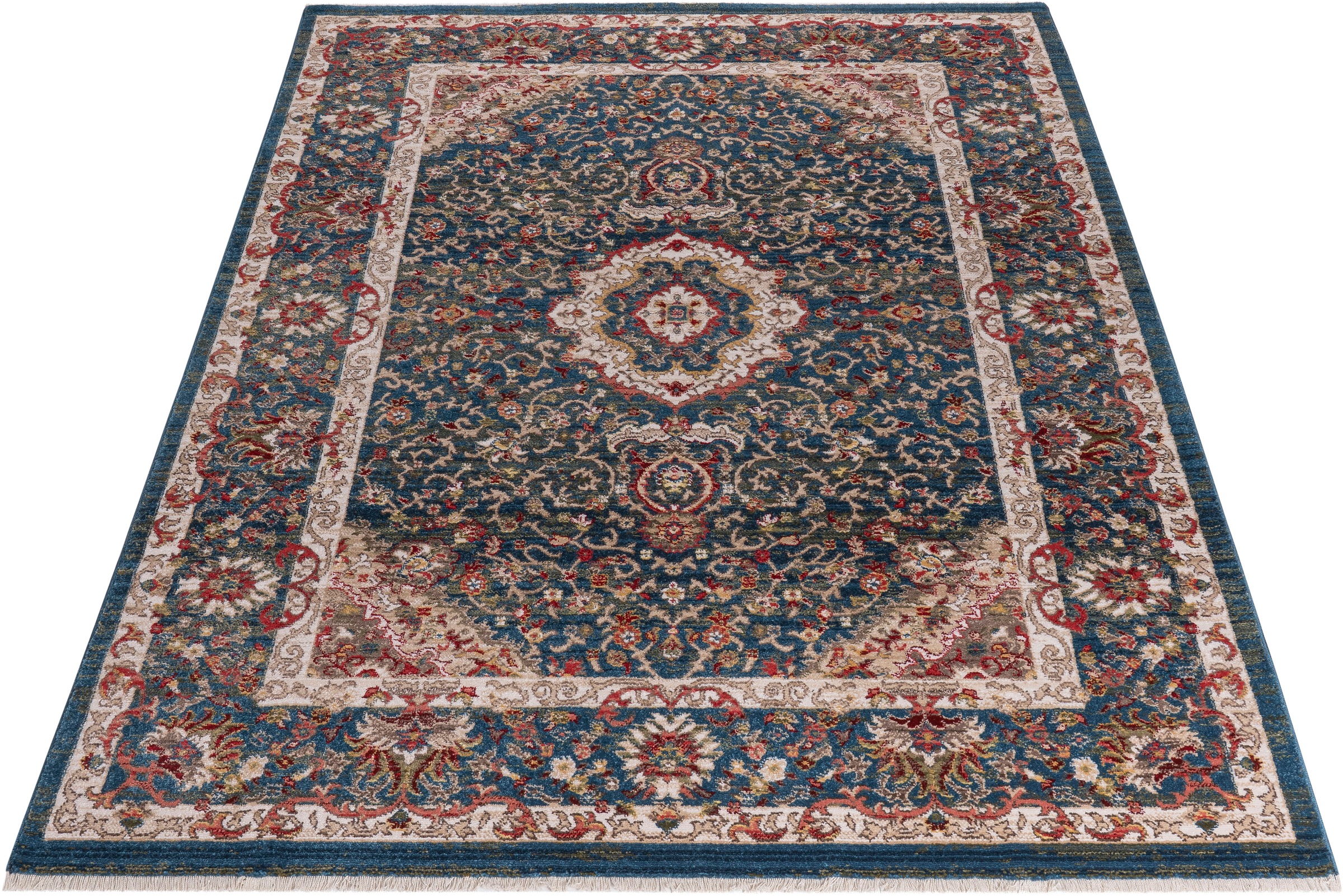 OTTO home Teppich »Molvio mit Fransen«, rechteckig, 18 mm Höhe, Orient-Optik, Vintage Design, weich, Wohnzimmer, Schlafzimmer