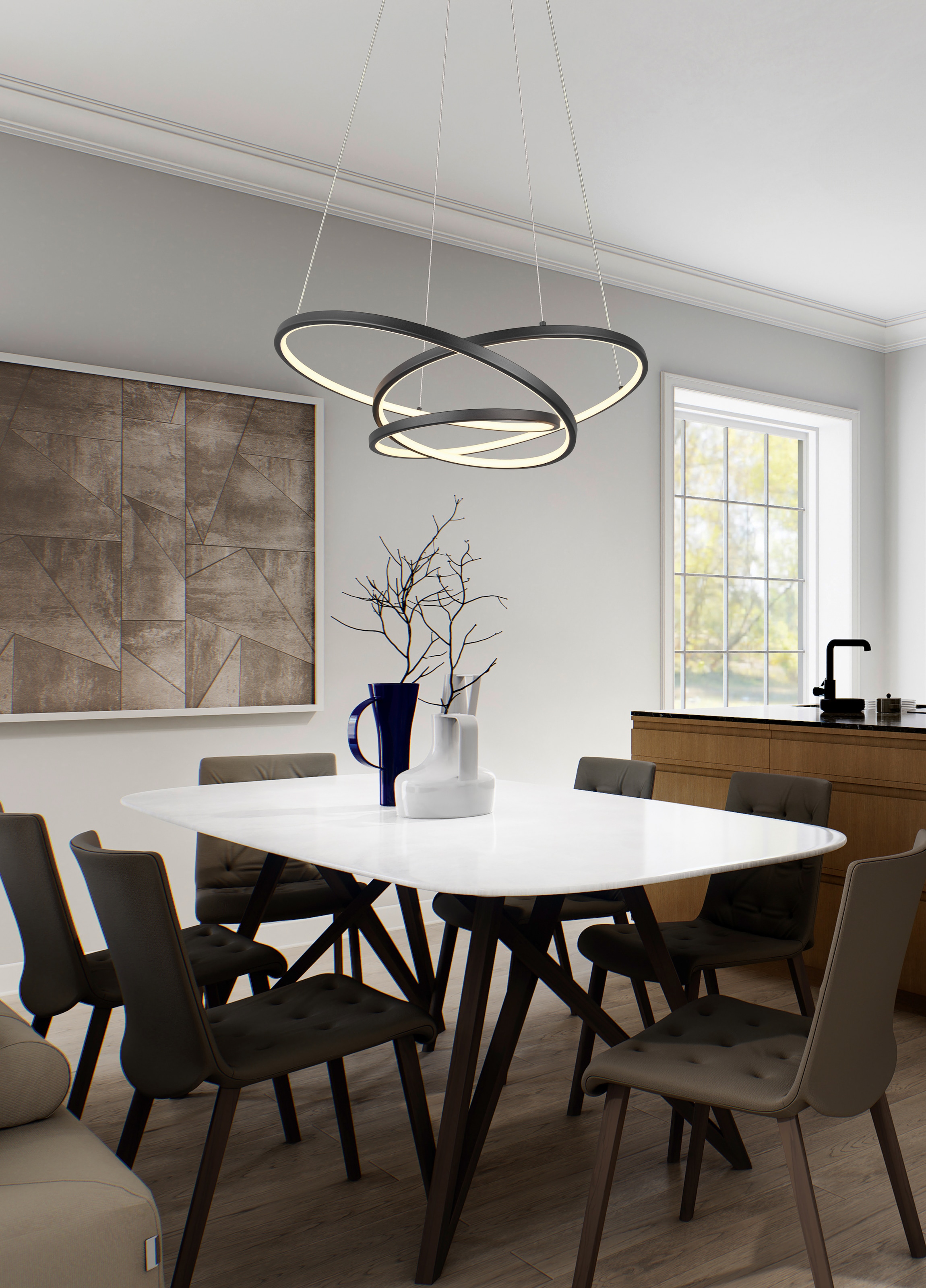TRIO Leuchten LED Pendelleuchte »DARVIN, LED Hängelampe 52W 6700 Lumen, dimmbar, Lichtfarbe einstellbar«, 1 flammig, Leuchtmittel LED-Board | LED fest integriert, CCT 2300/3000/4000K warmweiß-kaltweiß, höhenverstellbar bis max 150cm