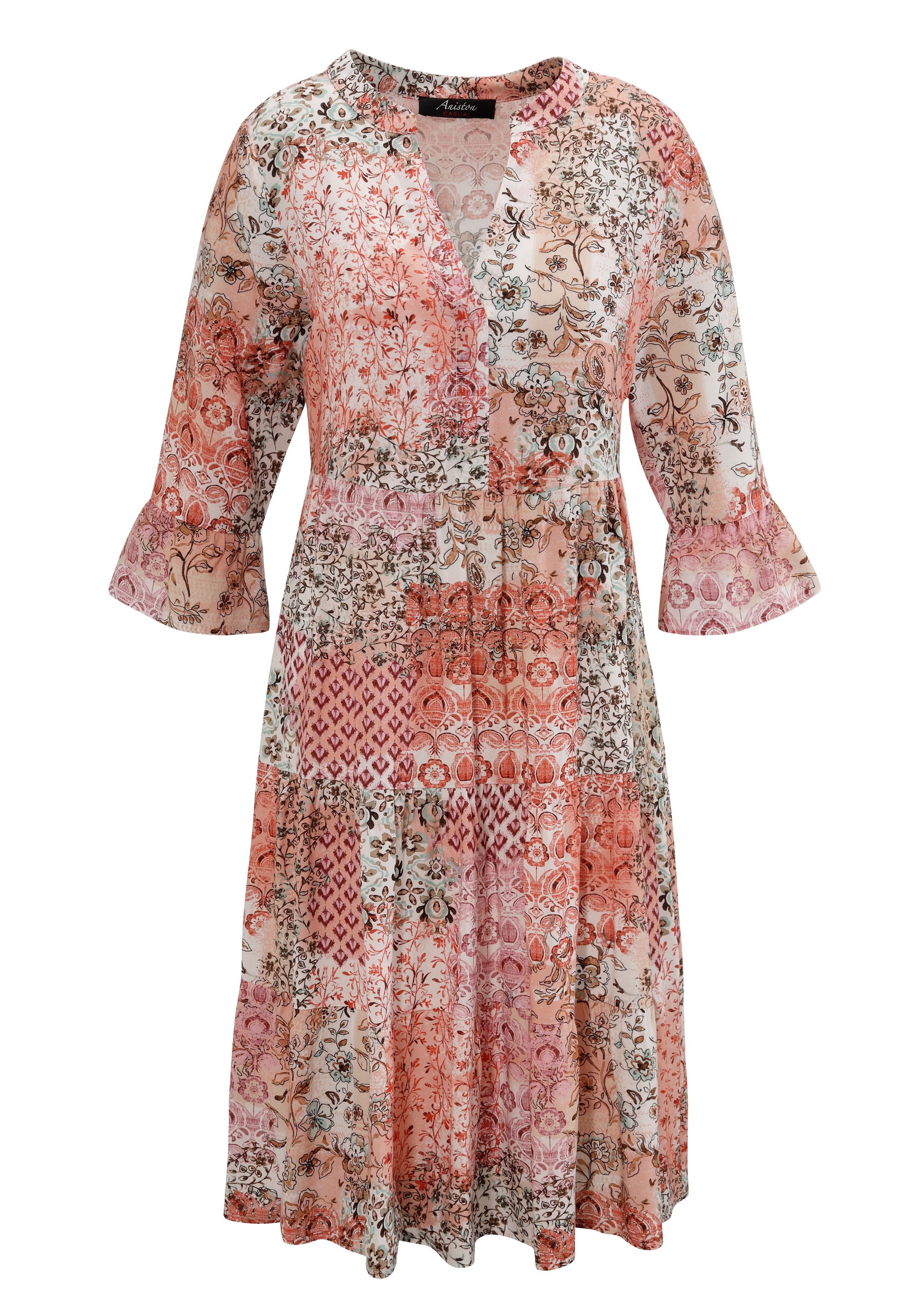 Aniston CASUAL Blusenkleid, im farbharmonischen Muster-Mix, jedes Teil ein Unikat