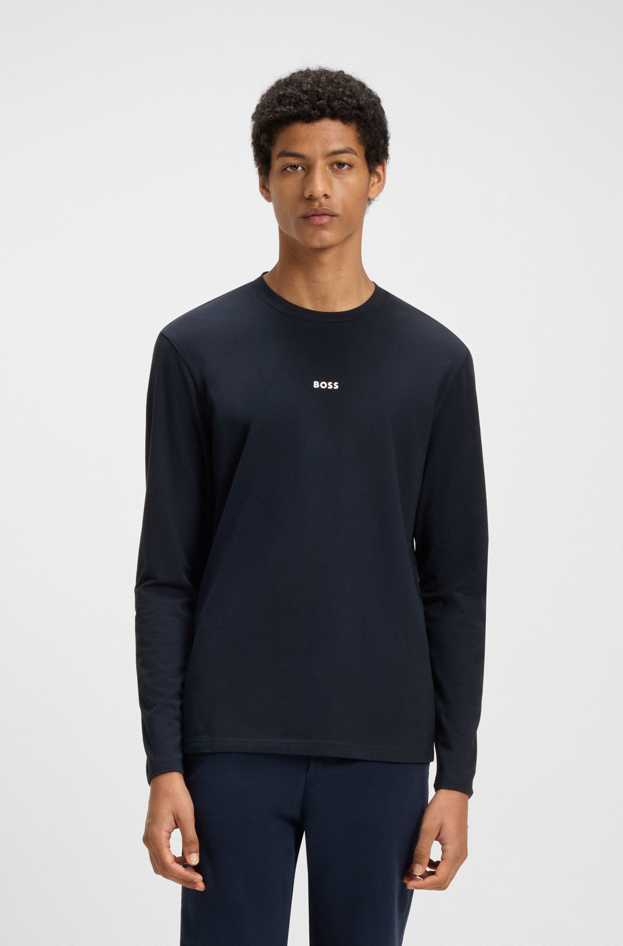 Boss Orange Langarmshirt »TChark« Rundhalsausschnitt, Regular Fit, Mit Boss-Logo
