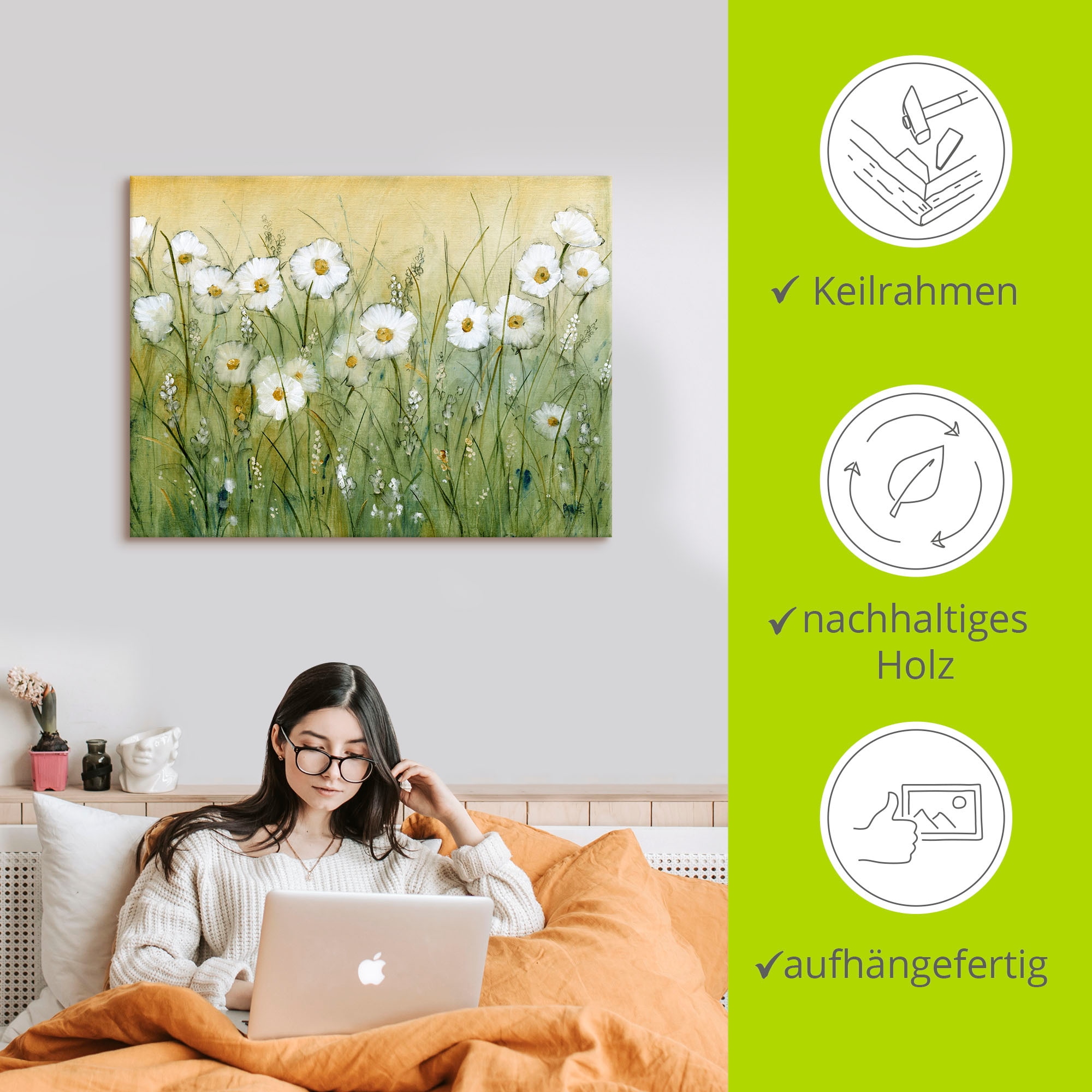 Artland Wandbild »Gänseblümchenfrühling II«, Blumen, (1 St.), als Alubild, Outdoorbild, Leinwandbild, Poster, Wandaufkleber
