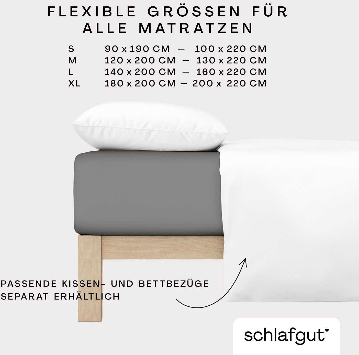 Schlafgut Spannbettlaken »PURE Bio-Baumwolle mit Elasthan, dehnbar blickdicht, straff, Bettlaken«, PREMIUM Laken für Matratzen bis 30cm Höhe, in 90x200, 140x200, 180x200