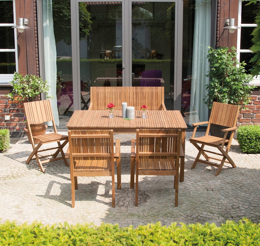 Destiny Gartentisch »LUNA Tisch«, Polyrattan, mit kaufen meliert online 120x75 Ø aufgelegter natur cm, Glasplatte