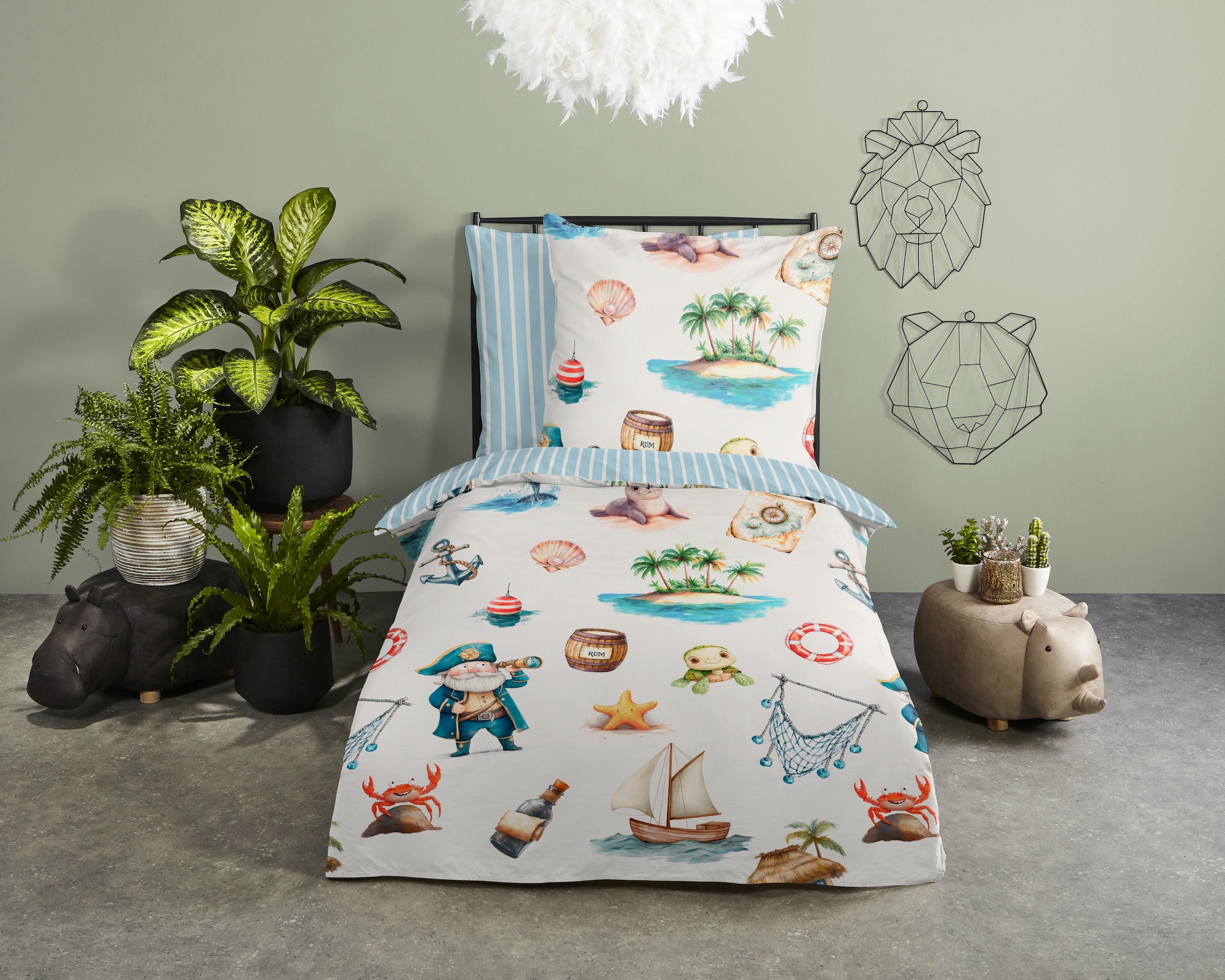 good morning Kinderbettwäsche »Capi« 2 Stk. tlg. Baumwolle, Renforcé, Wendeoptik, Kind, Baby, Maritim, Meer