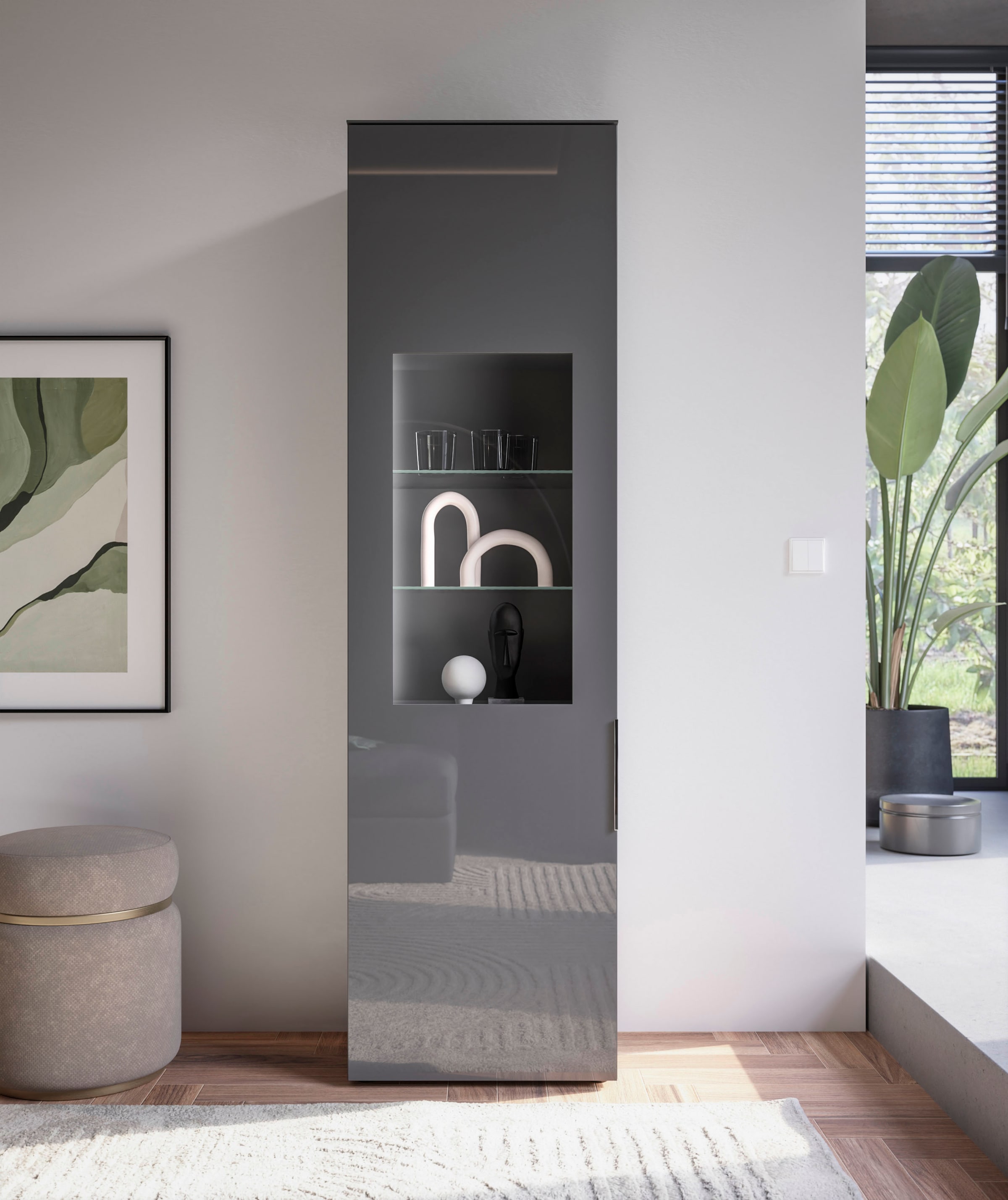 HBZ Vitrine 1 Stk. tlg. Breite 55cm, Glasfronten & Glasoberboden