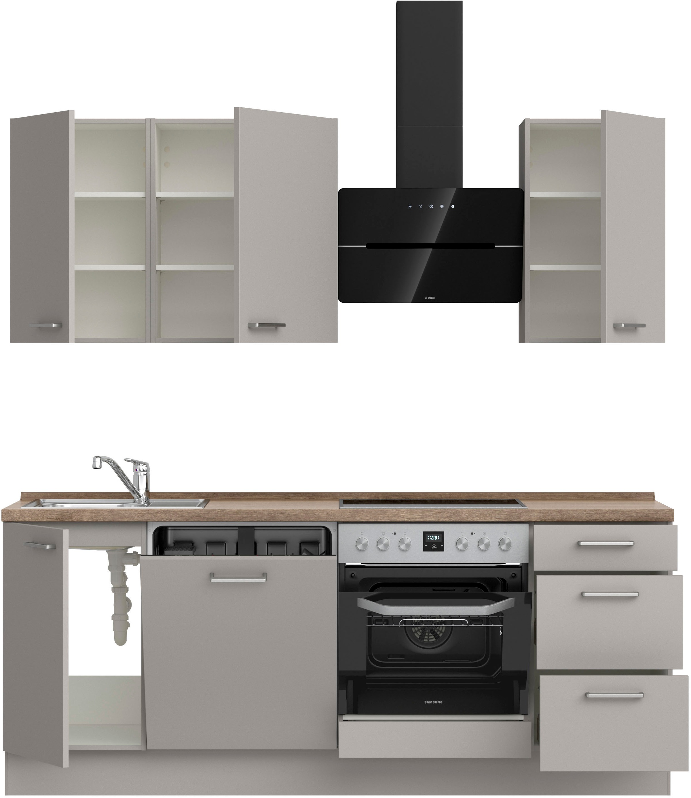 nobilia® Küchenzeile »"Touch II"«, vormontiert, Ausrichtung wählbar, Breite 210 cm, wahlw. mit E-Geräten