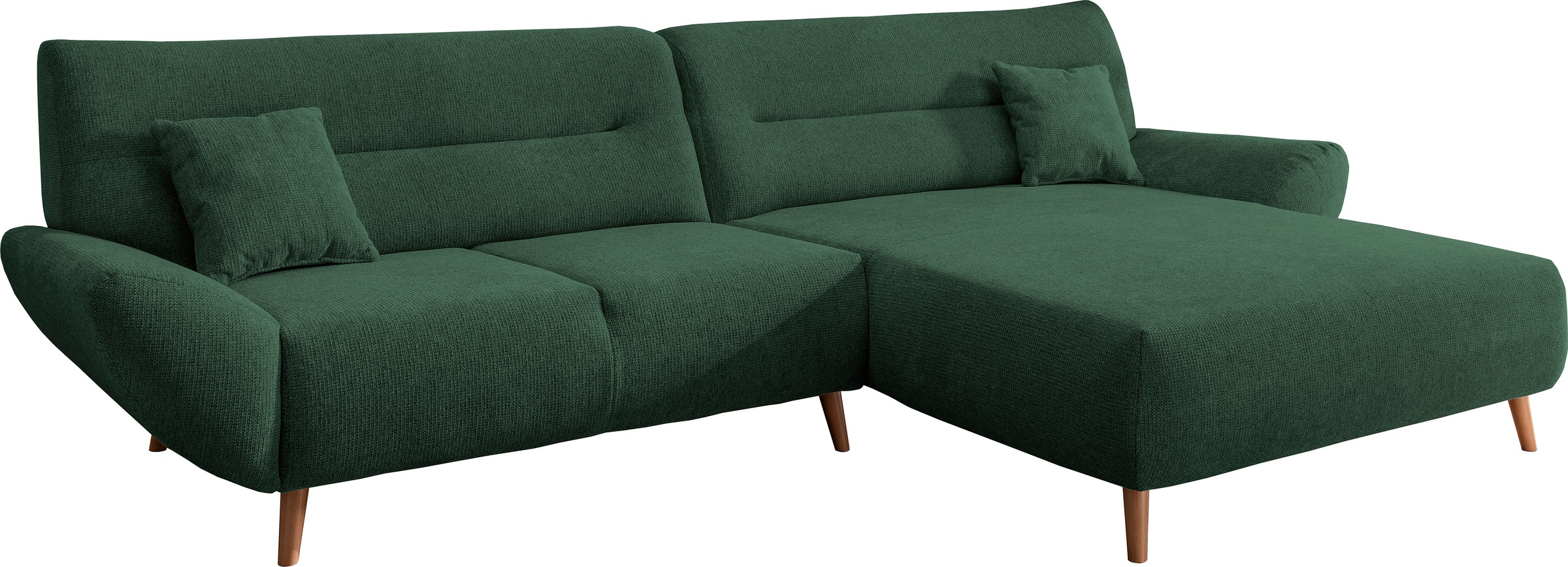 INOSIGN Ecksofa »Drago, elegant und zeitlos, komfortabel, Holzfuß, L-Form«, frei im Raum stellbar, inkl. 2 Zierkissen