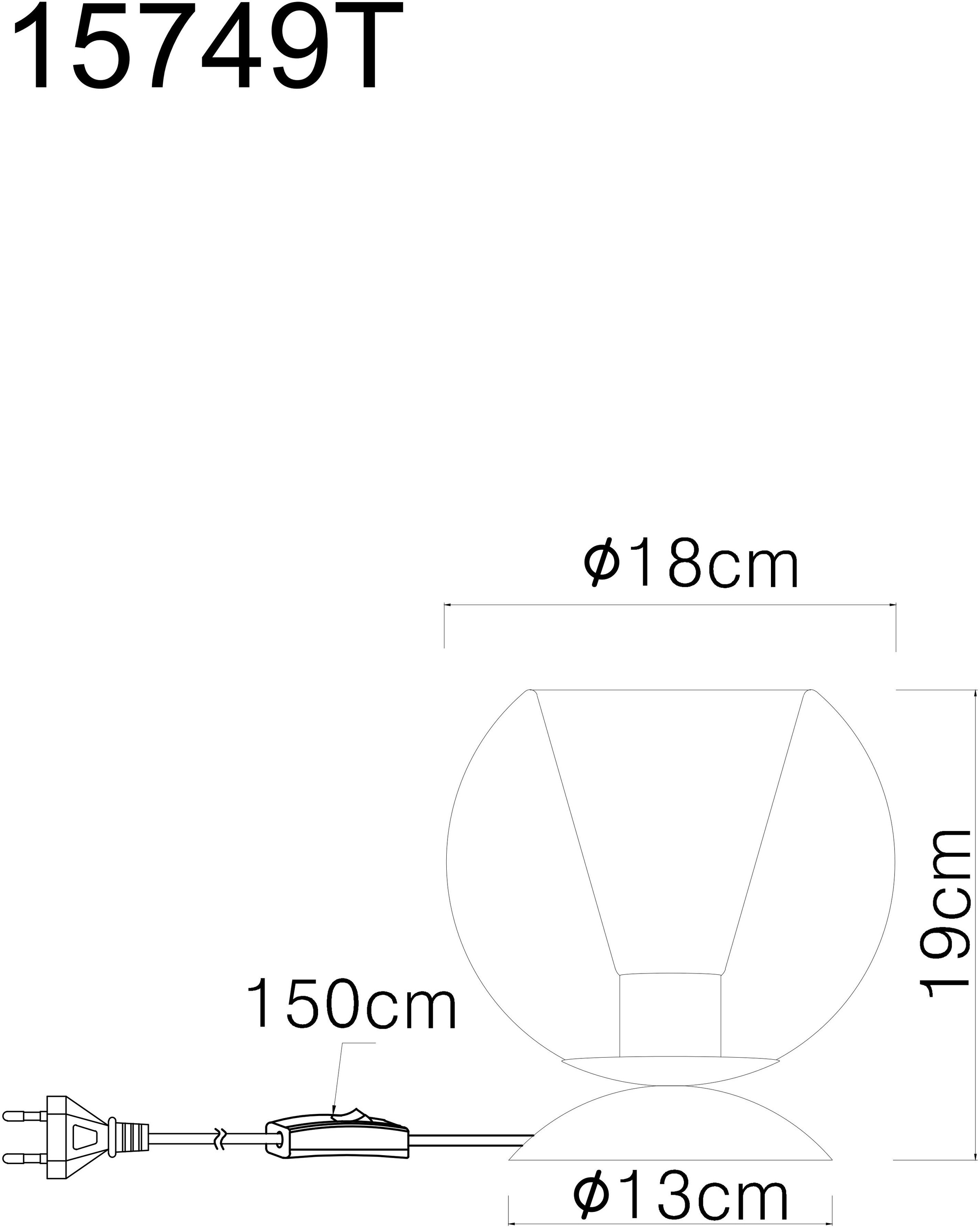 GLOBO LIGHTING Tischleuchte »BARRY«, Leuchtmittel E27 | ohne Leuchtmittel, Tischlampe/Metall/Glaskugel rauchfarben/Glaskristalle klar