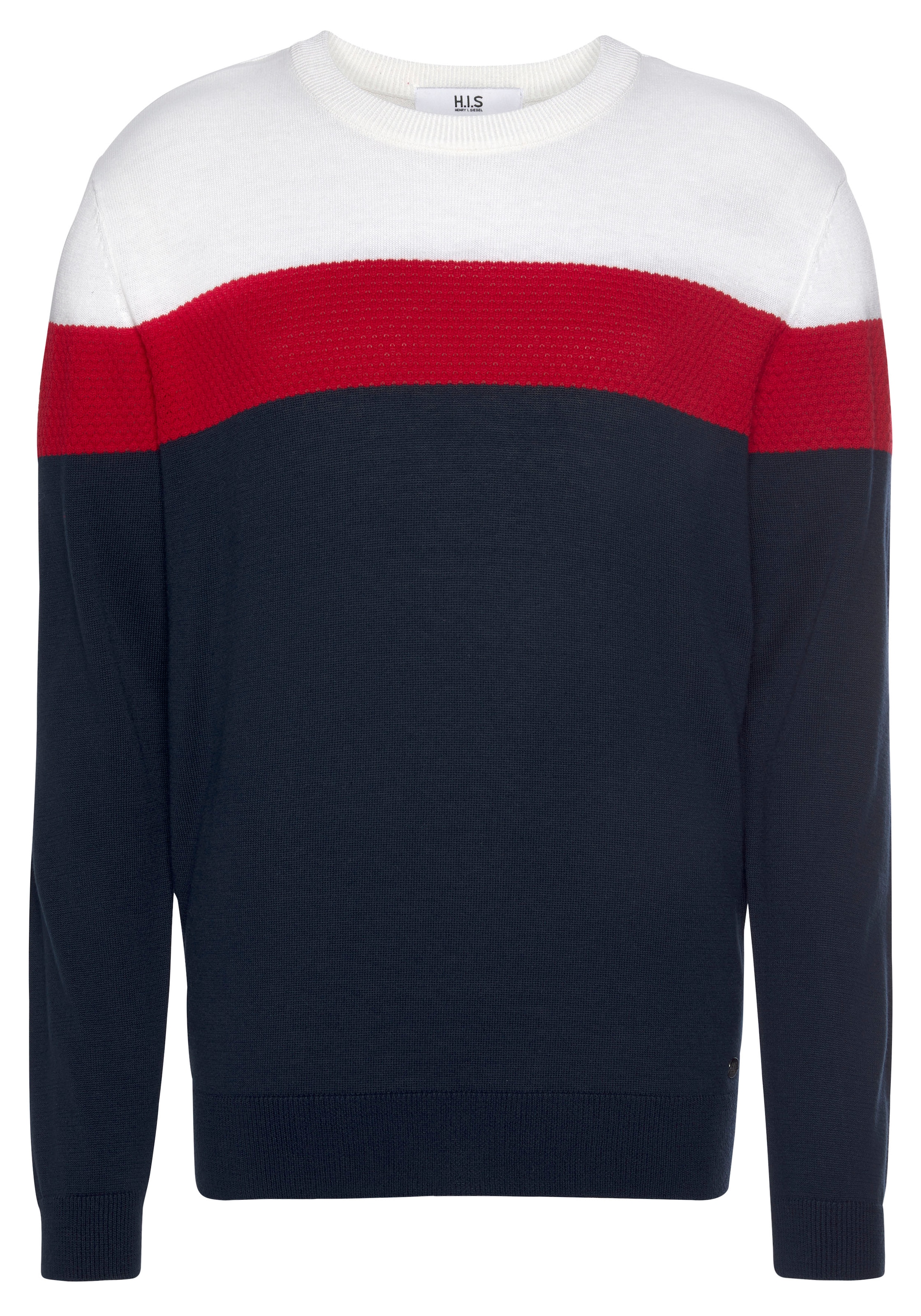 H.I.S Rundhalspullover »neue Farben!«, Colorblocking, in leichter Strickqualität
