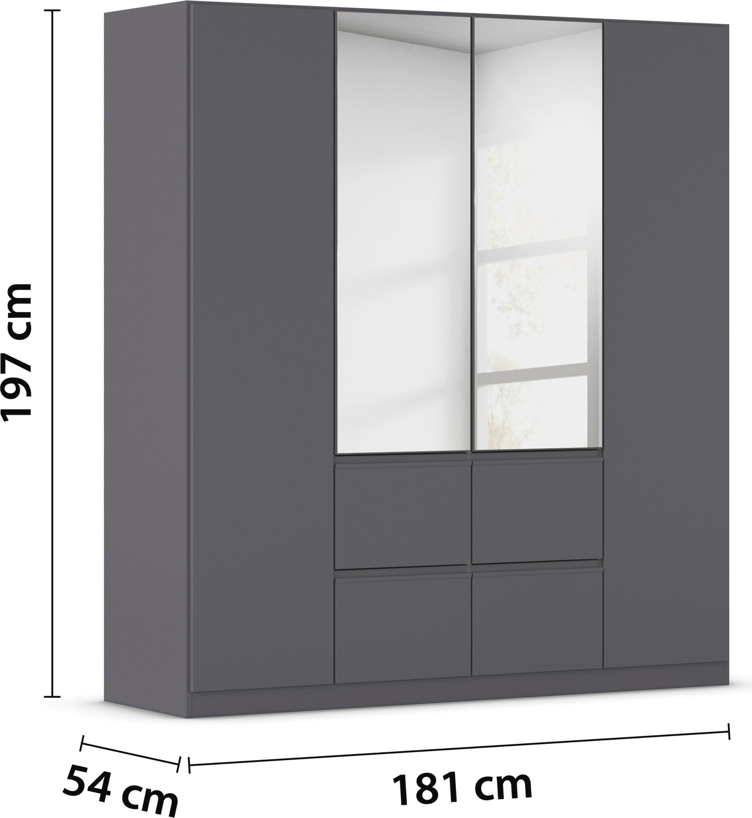 rauch Drehtürenschrank »Kleiderschrank Schrank Garderobe Wäscheschrank BRISTOL in 2 Breiten«, grifflose Front mit Push-to-Open Funktion in 2 Breiten MADE IN GERMANY