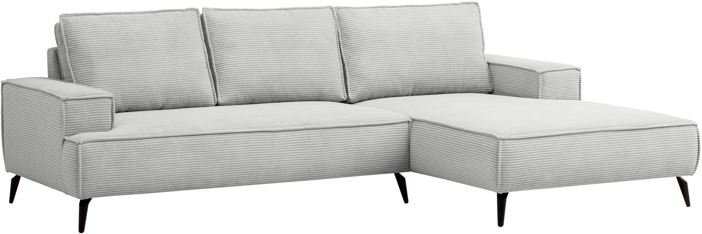 andas Ecksofa »TVINNU, L-Form in Cord, Sofa«, wahlweise Recamiere rechts/links, schwarze Füße, bequemer Sitzkomfort