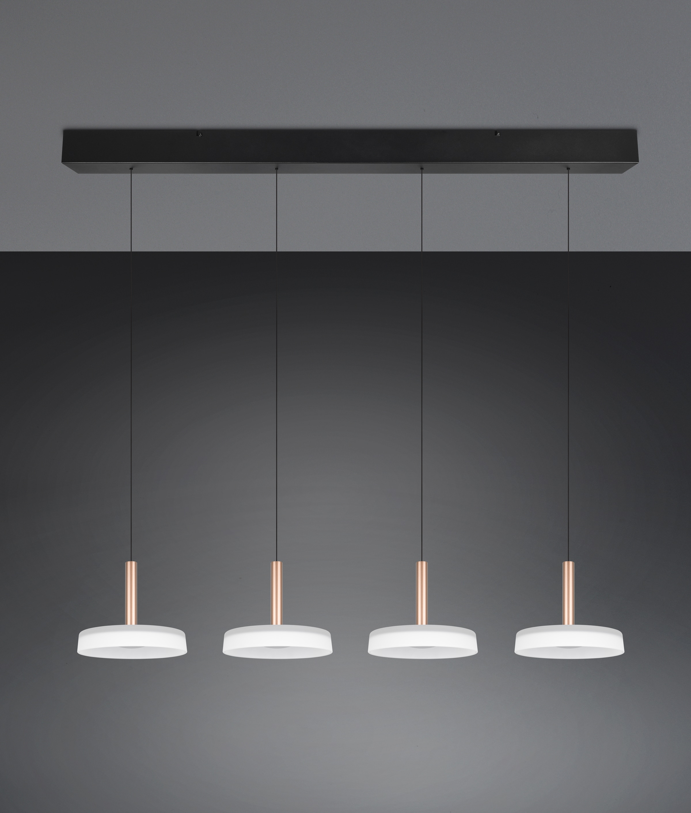 TRIO Leuchten LED Pendelleuchte »CELESTE dimmbare LED Hängelampe aus Metall und Glas, 7,5W, 750 Lumen«, 4 flammig, Leuchtmittel LED-Board | LED fest integriert, 4-flammig einfach höhenverstellbar von 50-200 cm 3-Stufen Dimmfunktion
