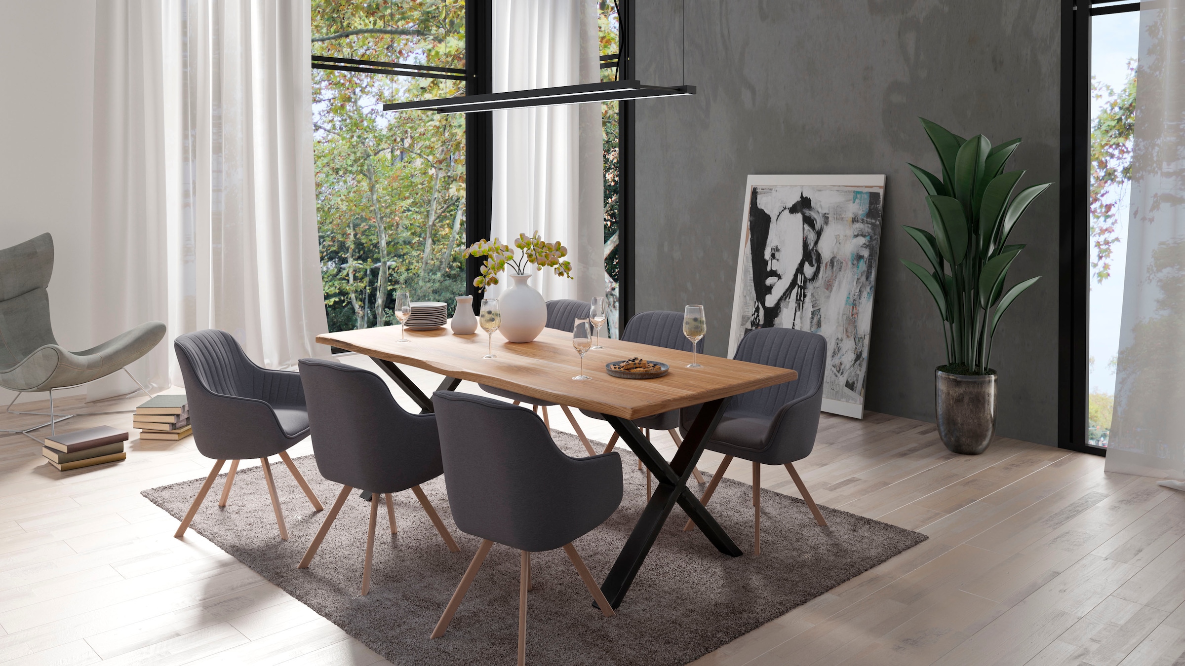Homexperts Esszimmerstuhl »Carlo«, (Set), 2 St., Webstoff, Drehstuhl, Bezug in Webstoff