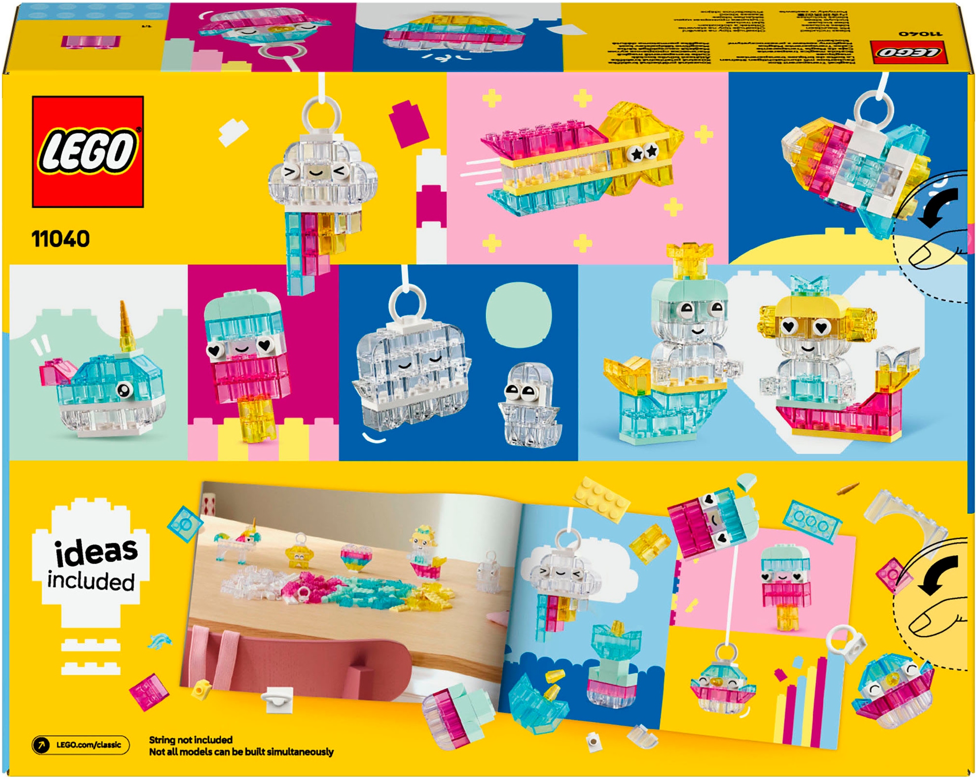 LEGO® Konstruktionsspielsteine »Zauberbox mit durchsichtigen Steinen (11040), LEGO® Classic«, (340 St.), Made in Europe