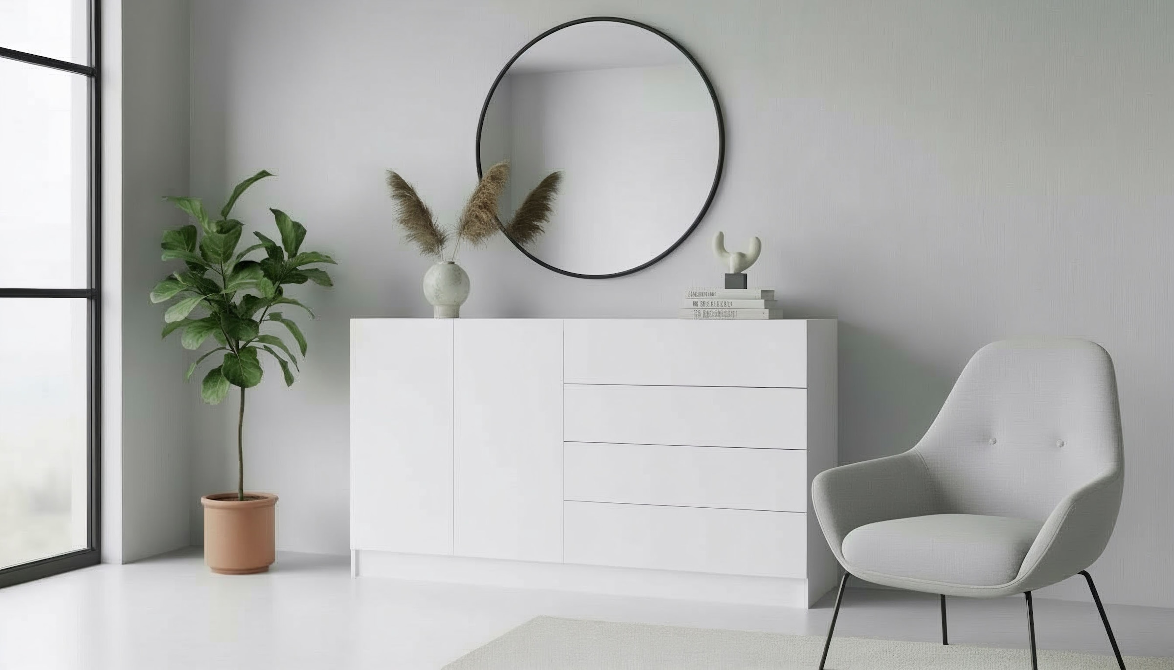 borchardt Möbel Sideboard »Vaasa, Kommode mit 2 Türen und 4 Schubkästen auf Kugelführungen« Sideboard Breite 152 cm, Höhe 79 cm, mit Push-to-open-Funktion