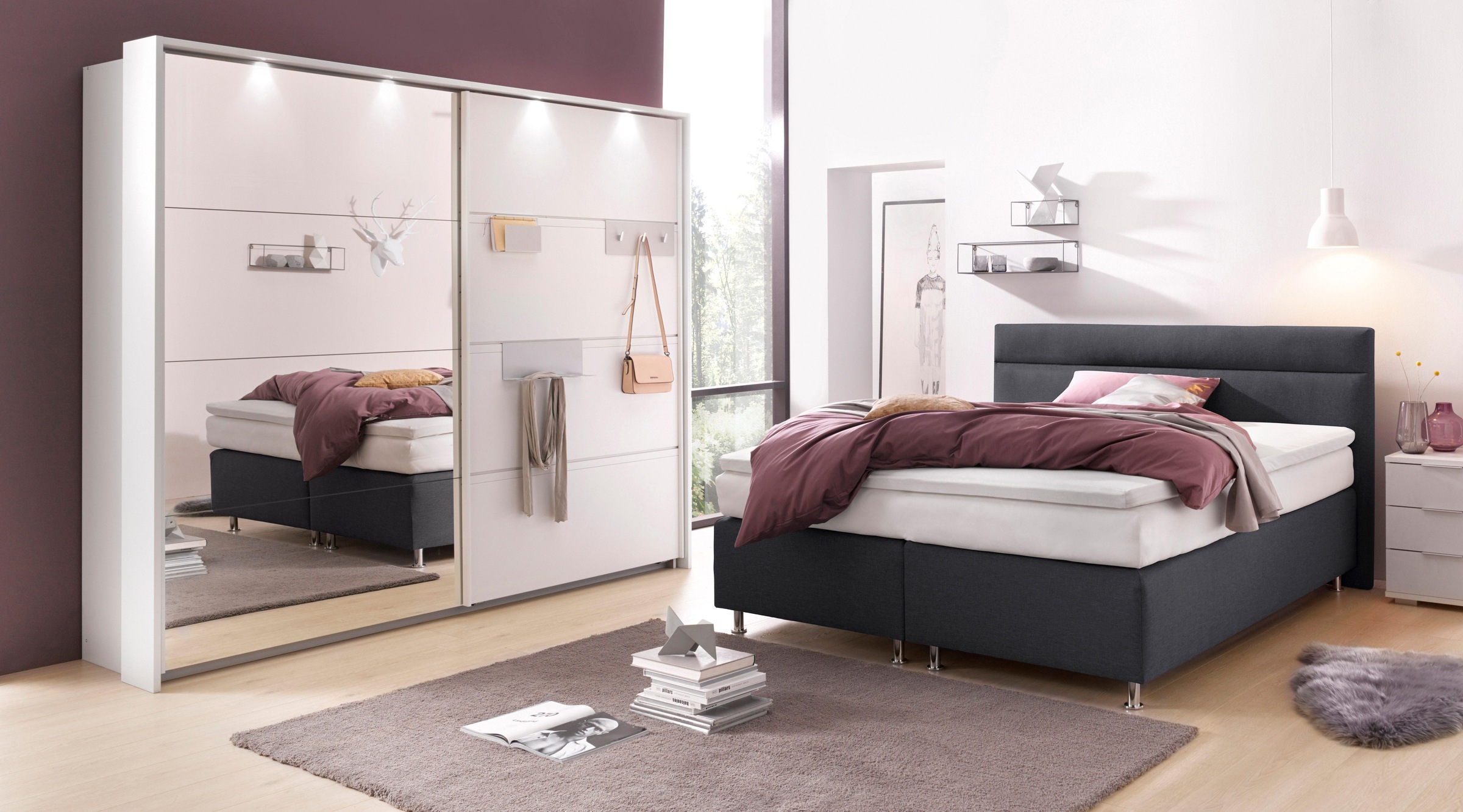 Westfalia Schlafkomfort Boxspringbett wahlweise mit LED-Beleuchtung günstig online kaufen