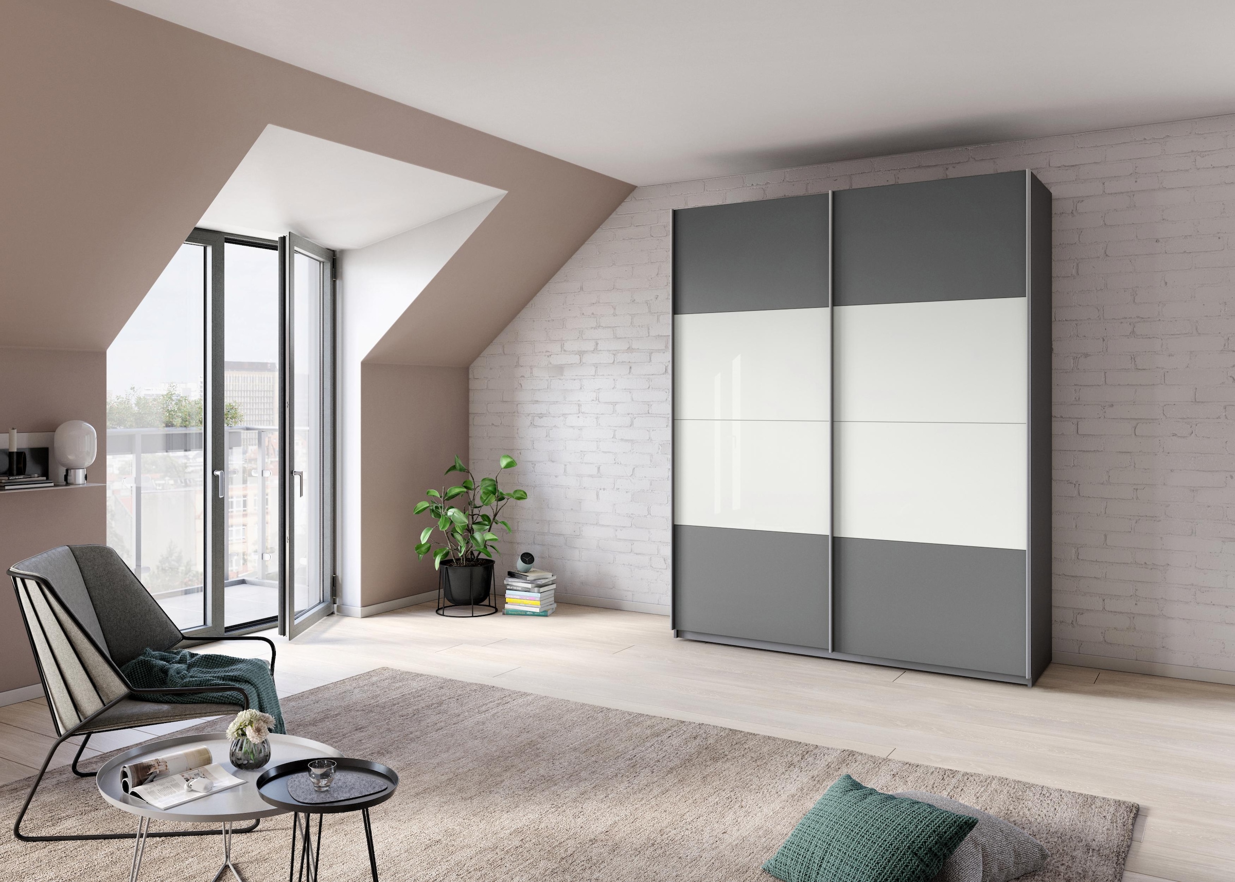 rauch Schwebetürenschrank »Quadra Bestseller Schlafzimmerschrank in vielen Breiten«, Kleiderschrank Garderobenschrank Schrank mit Glaselementen