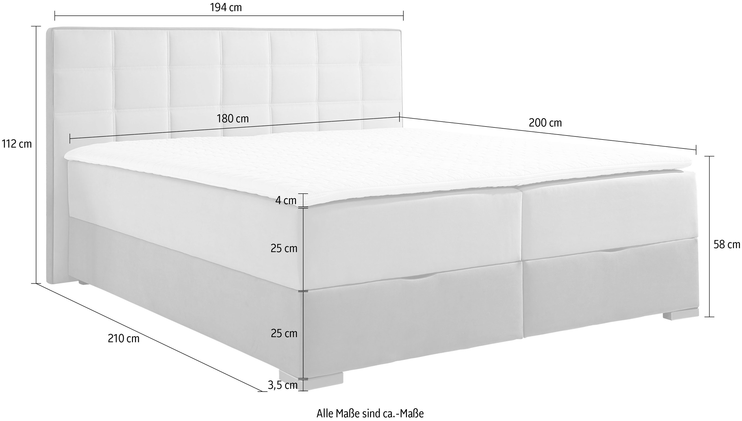 Maintal Boxspringbett, mit Bettkasten und Topper