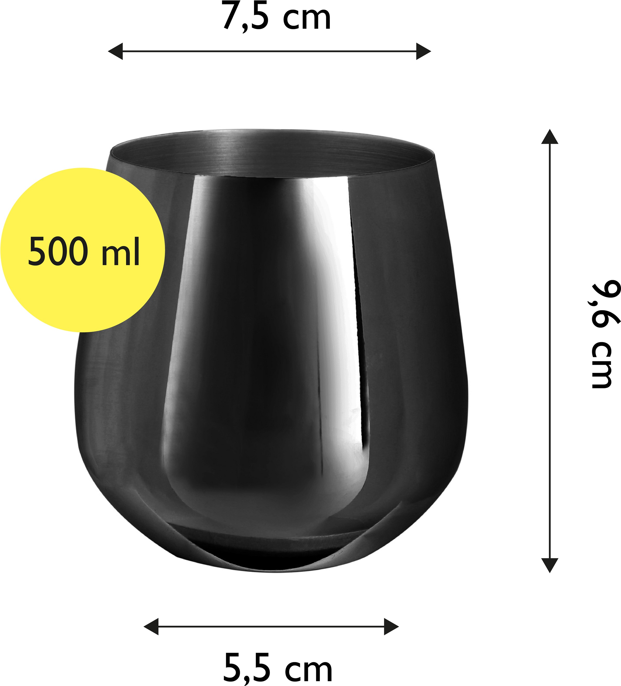 ECHTWERK Weinglas, (Set, 6 tlg.), (Wein & Wasserkelch-Set), 500 ml, bruchsicher, stiellos, 10 x 9,5 cm