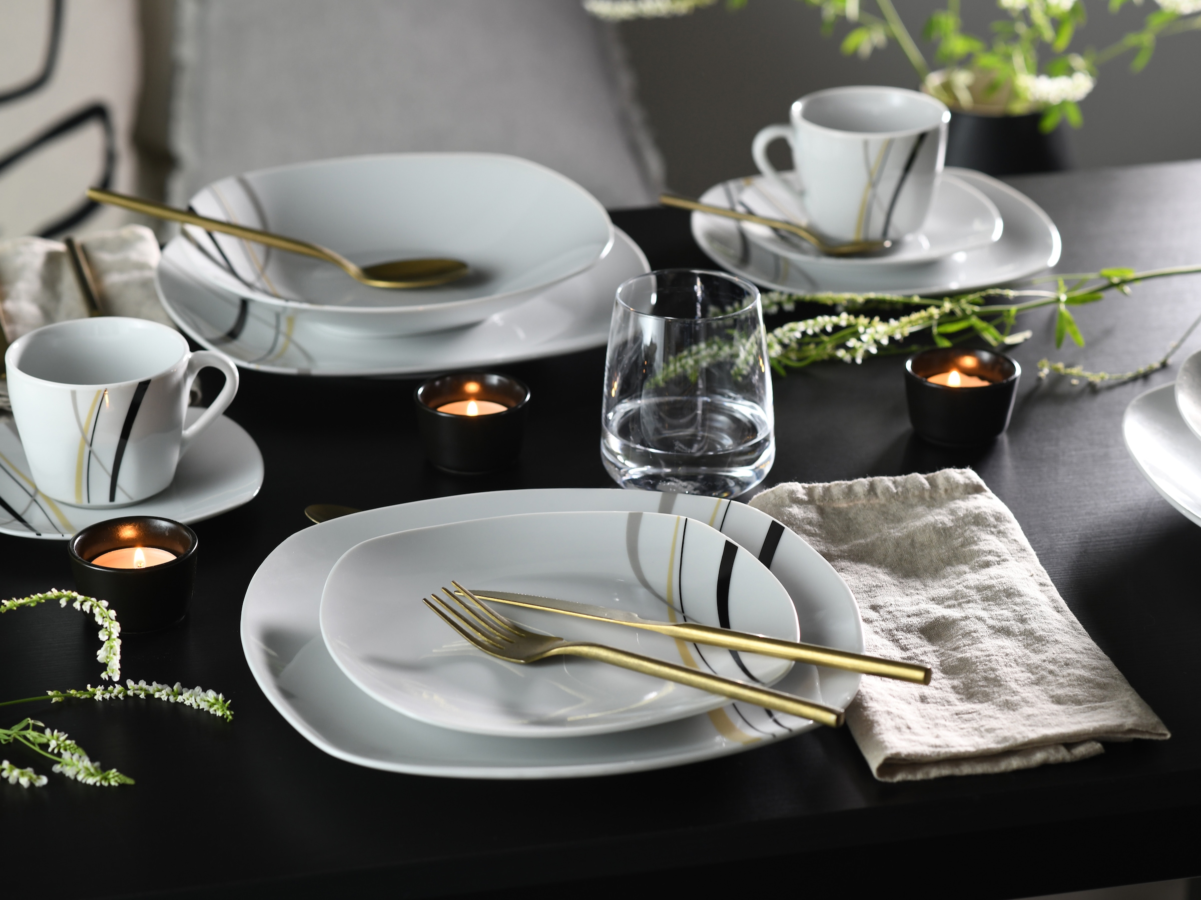 CreaTable Kombiservice »Square City Line, Kombi-Service 62-tlg«, (Set, 62 tlg.), Moderner Urban Style