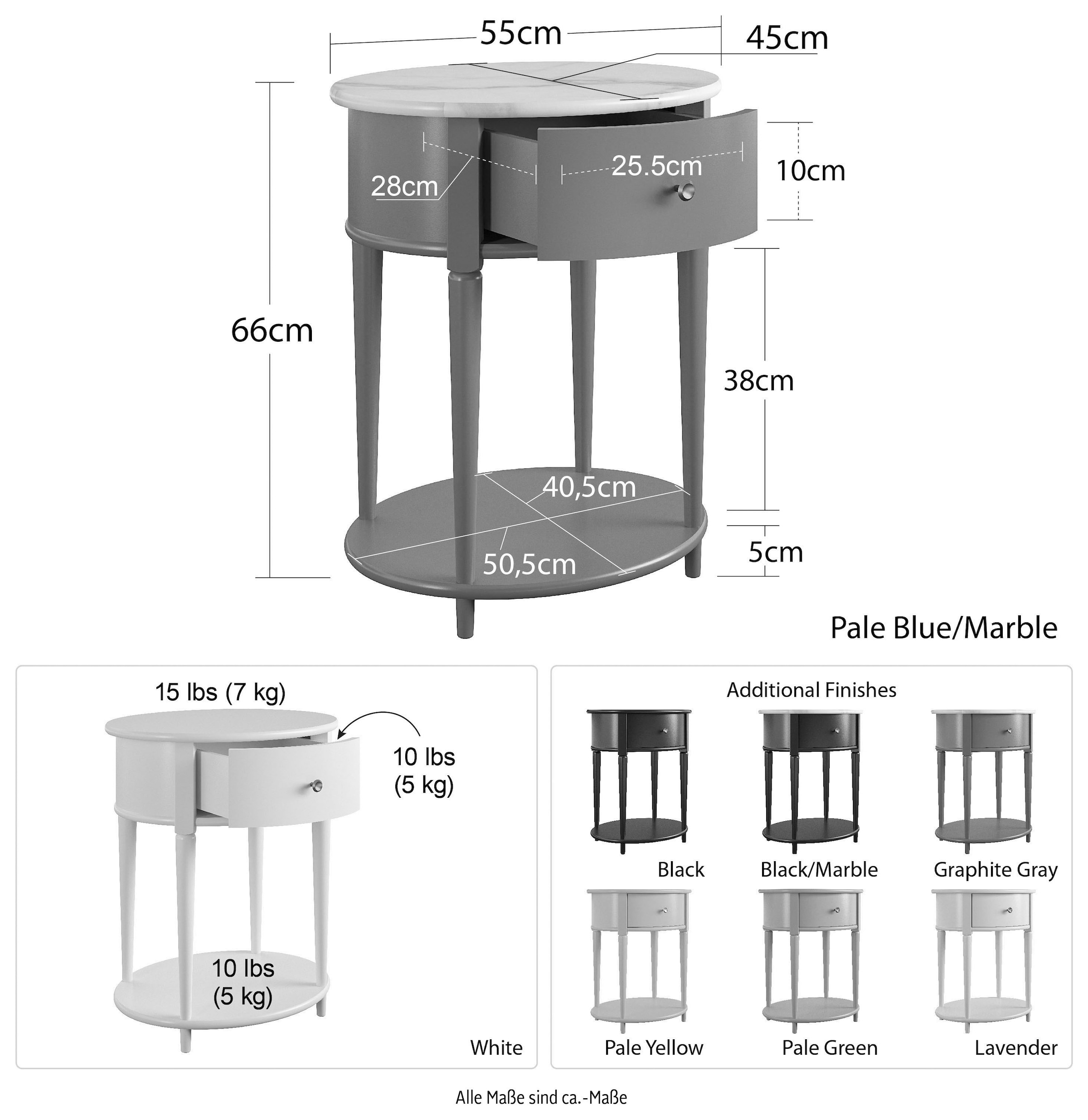 Dorel Home Beistelltisch »Aurora«, (1 St.), mit 1 Schubkasten und 1 Einlegeboden, Breite 55 cm, Höhe 66 cm