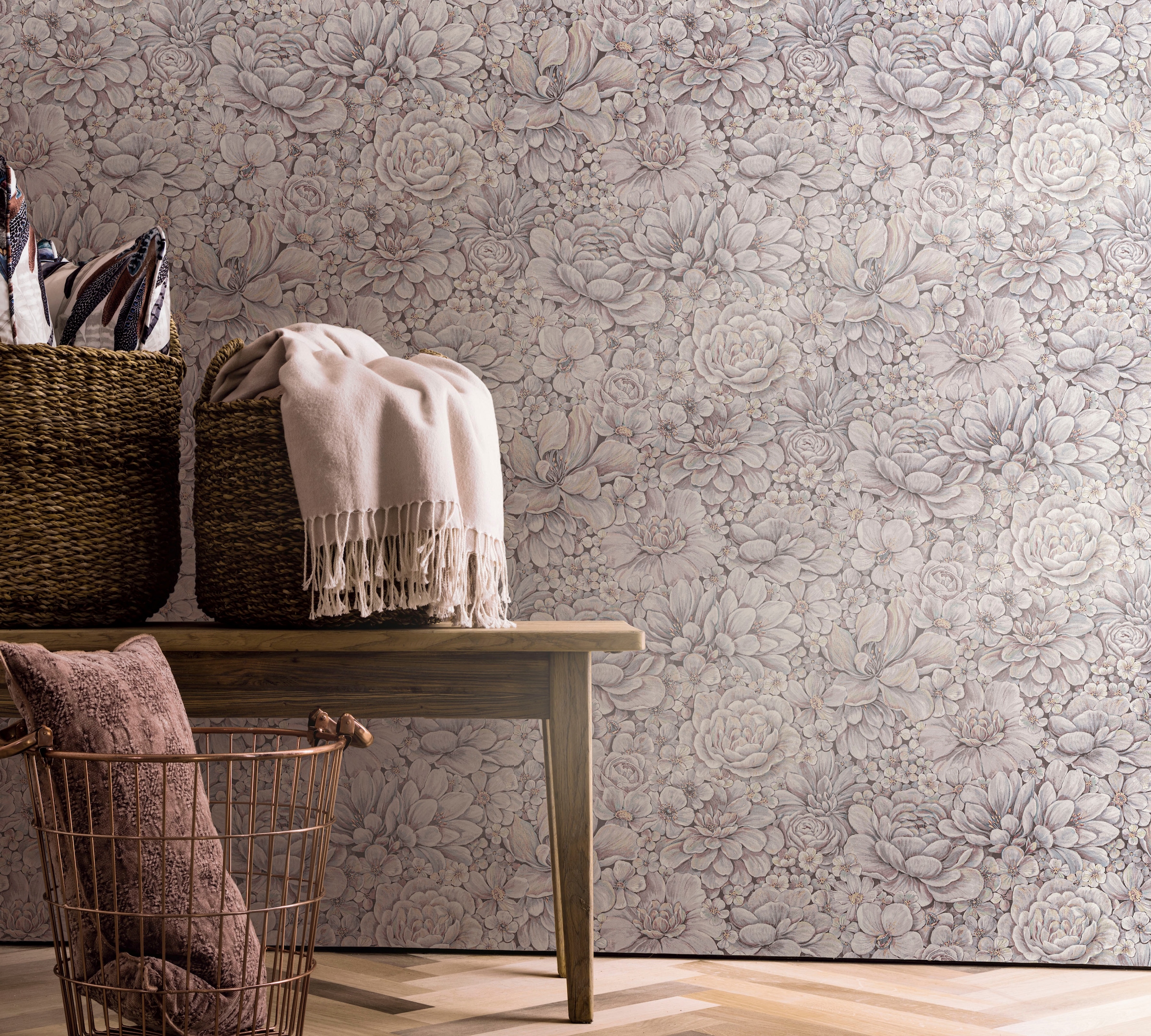 Marburg Vliestapete »Flower« matt geprägt Blattmotiv moderne Tapete für Wohnzimmer Schlafzimmer Küche