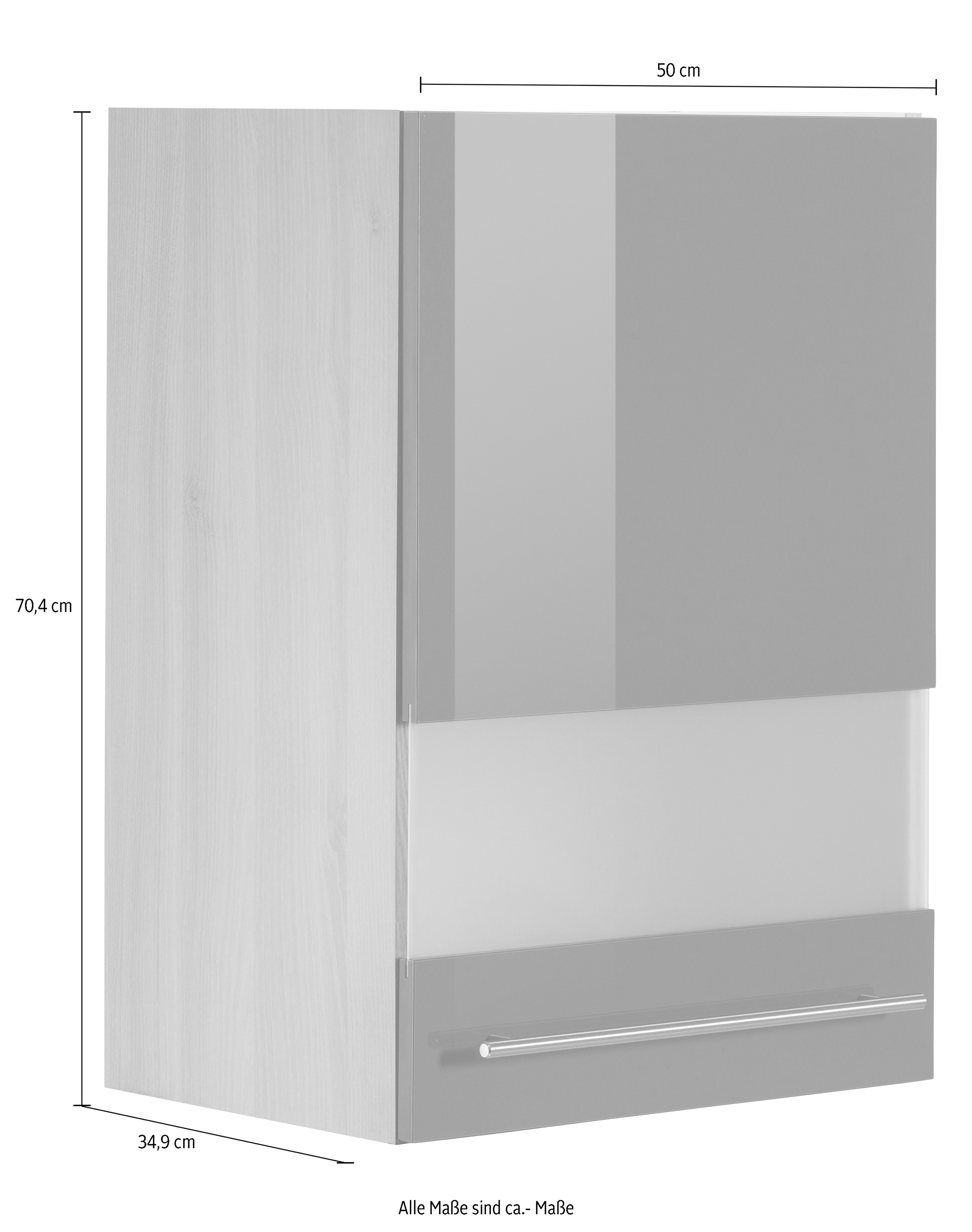 OPTIFIT Glashängeschrank »Bern«, Breite 50 cm, Raten mit Milchglas-Einsatz, Metallgriff mit kaufen Front auf