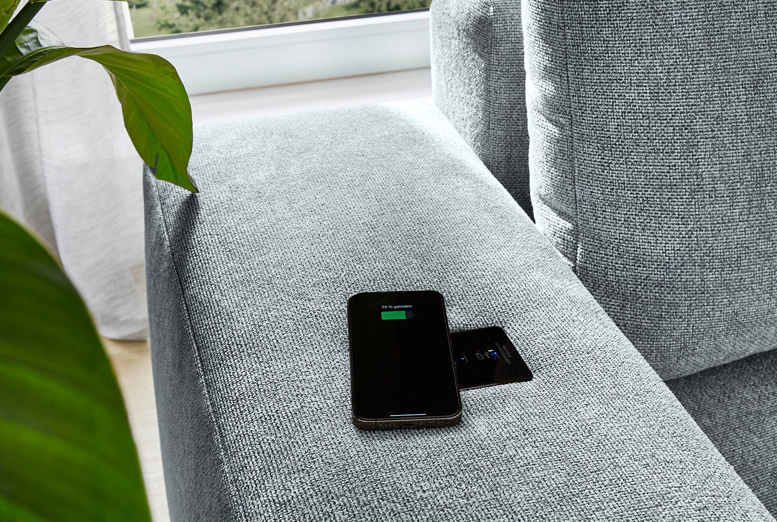 Jockenhöfer Gruppe Ecksofa »Luciano L-Form mit induktiver Lademöglichkeit, USB-A & USB-C Ladeport«, Bettkasten/Stauraum, rechts/links montierbar, große Liegefläche