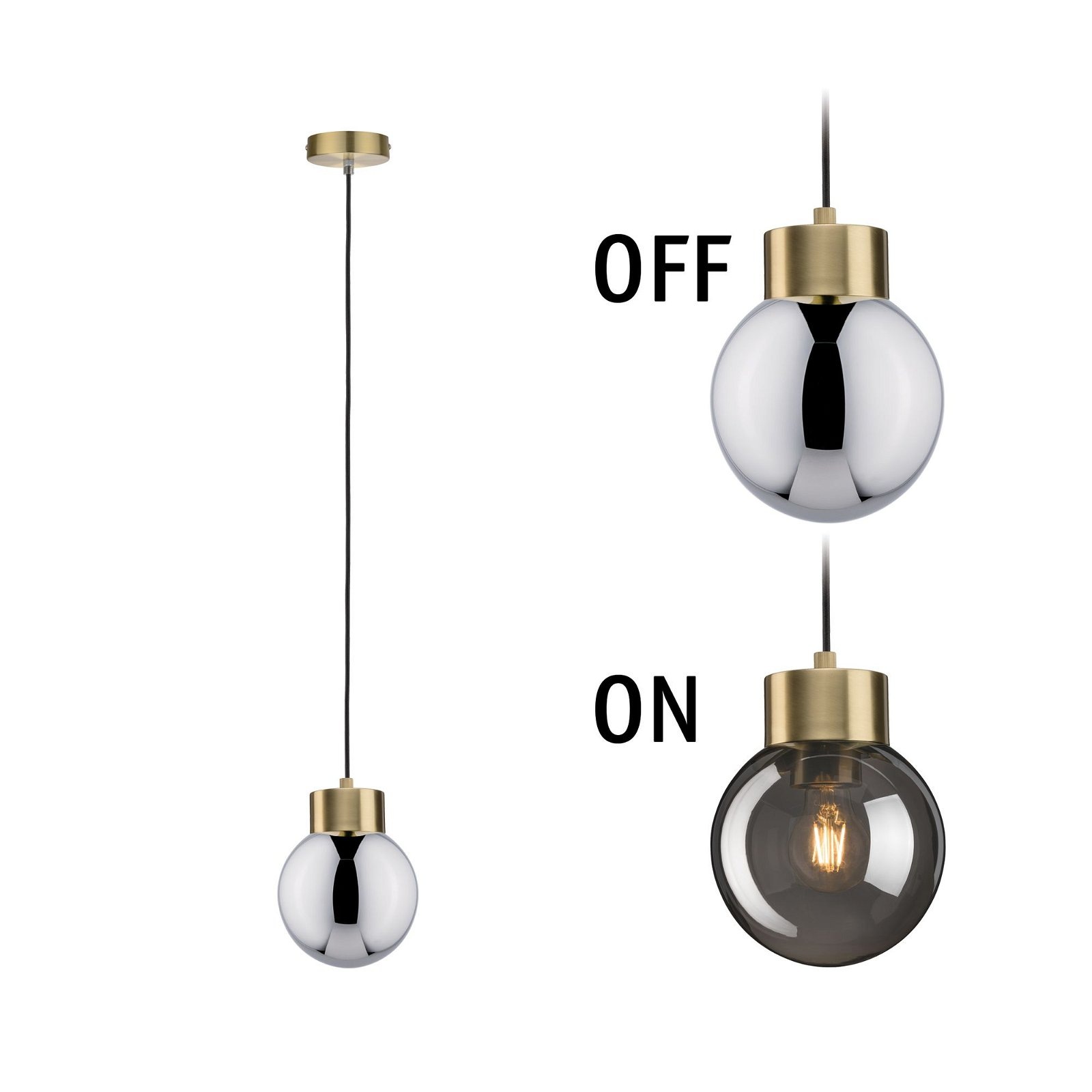 Paulmann Pendelleuchte »Neordic Linja max. 1x20W Rauchglas/Messig gebürstet 230V«, 1 flammig, Leuchtmittel E27 | ohne Leuchtmittel, E27, Spiegel