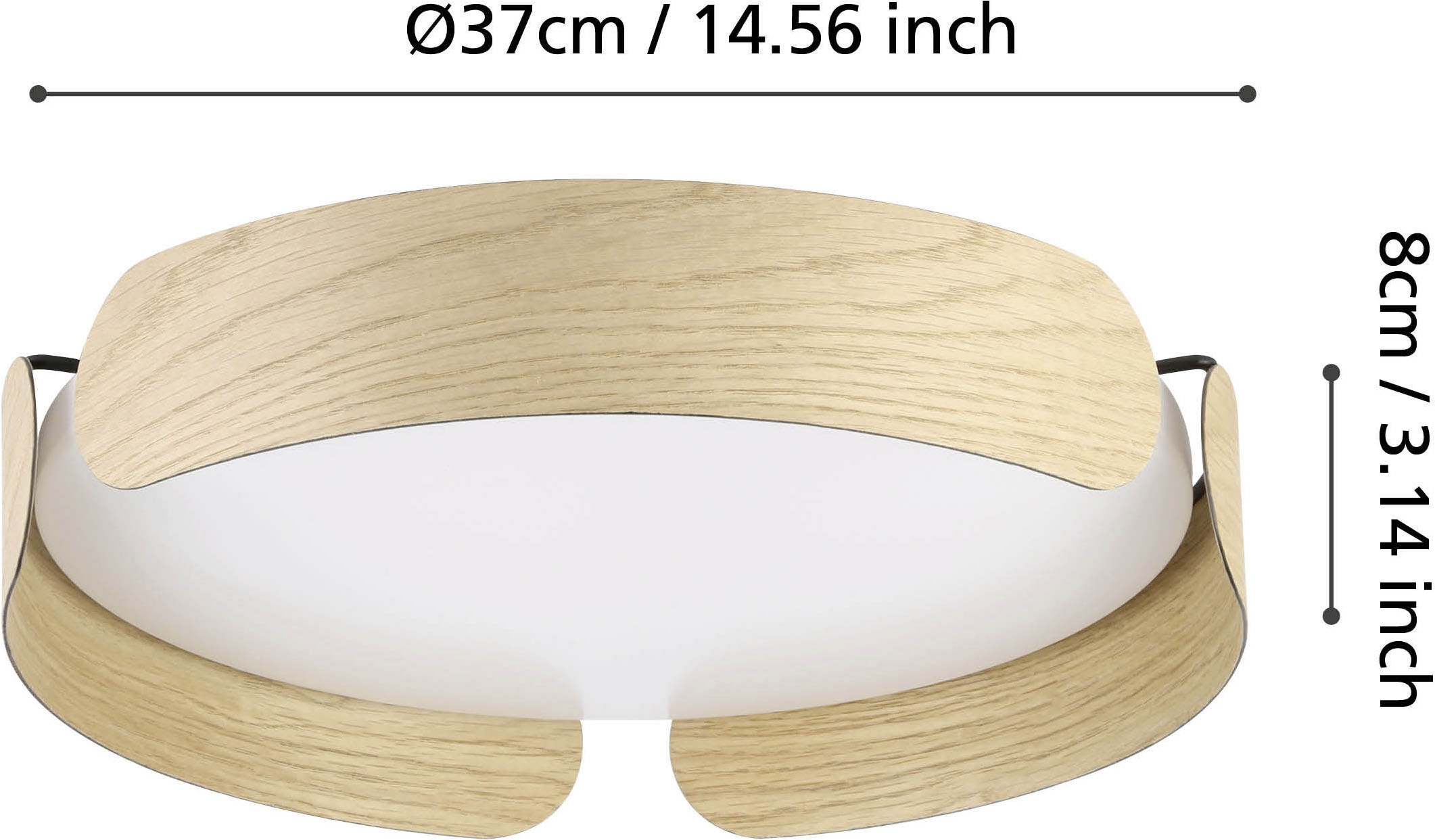EGLO LED Deckenleuchte »VALCASOTTO Deckenlampe - Stahl, Holz - LED - 20W - IP20« LED-Modul 1 Stk. Warmweiß Wohzimmerlampe, Esszimmerlampe, Flur, Schlafzimmer, H7,5 x Ø37 cm