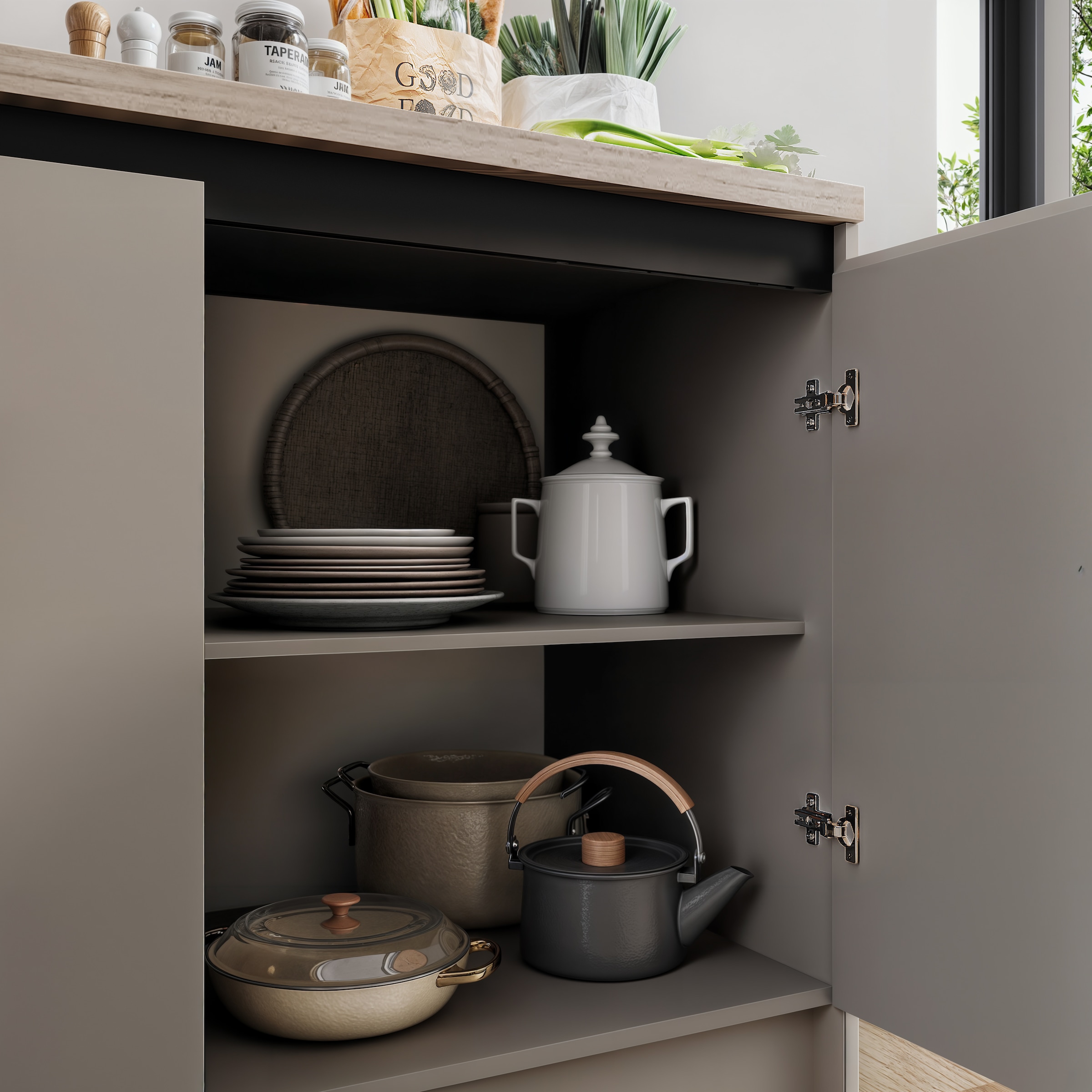 BASIC by Balculina Küchenzeile »Isis B/T/H 335x60x210 cm« Breite 273 cm, wahlweise mit E-Geräten und Induktionskochfeld