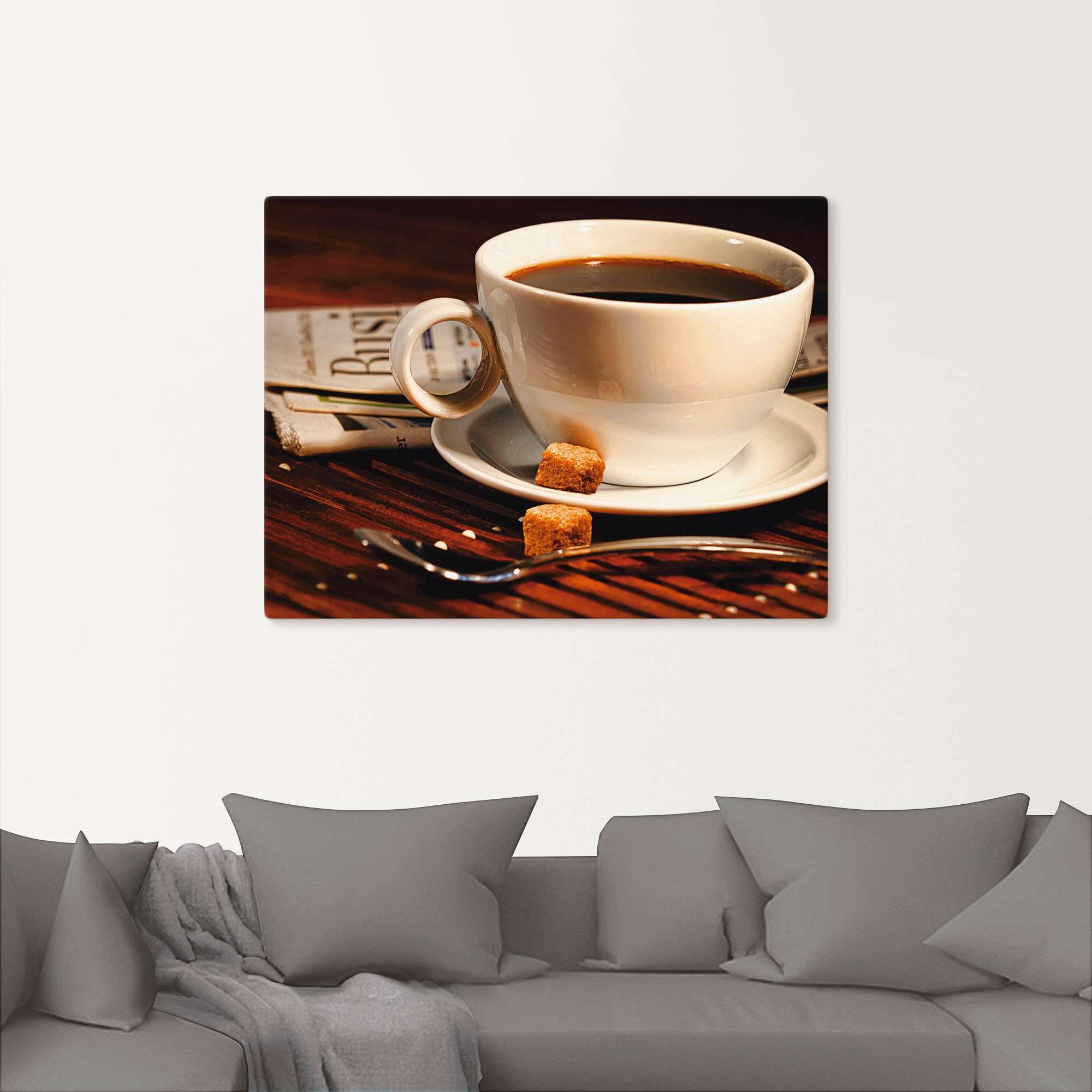 Artland Leinwandbild »Kaffeetasse und Zeitung«, Getränke, (1 St.), auf Keilrahmen gespannt