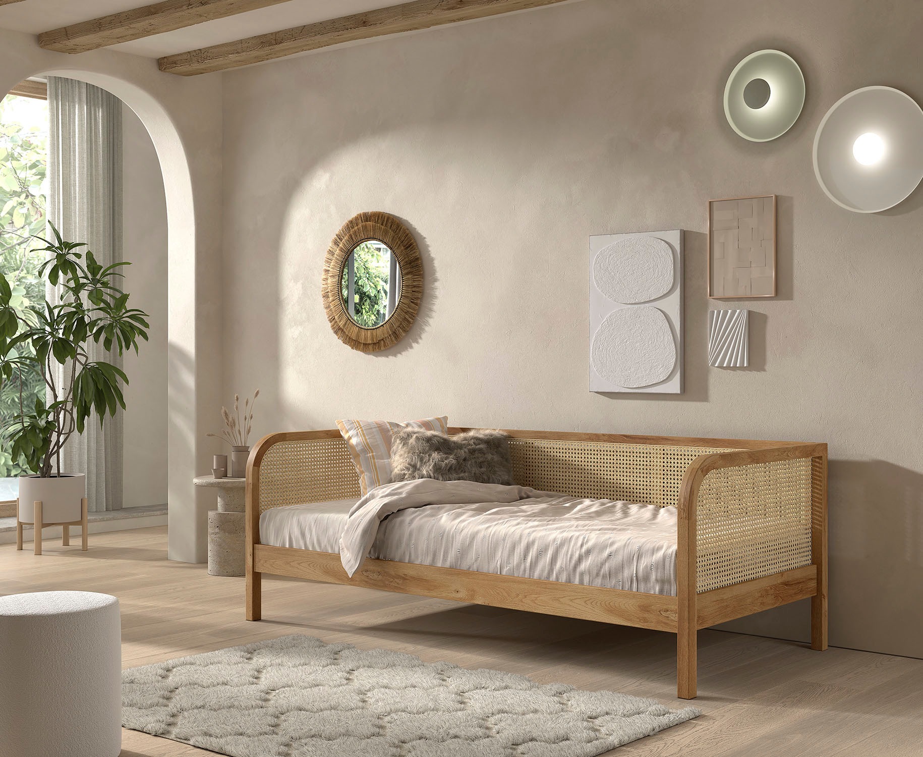 Home affaire Bett »Olive, mit Eiche massiven Bettpfosten, Bettseiten furnie günstig online kaufen